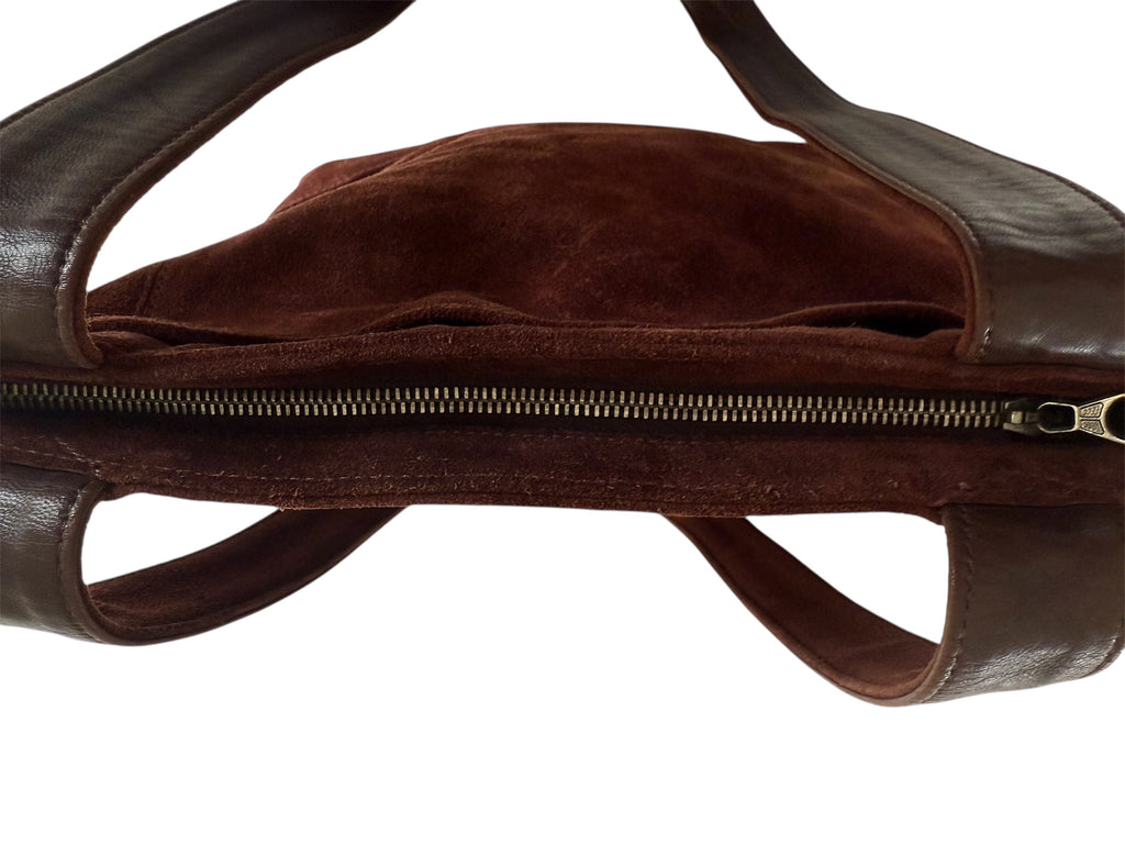 Chanel Vintage Brown Suede Shoulder Bag