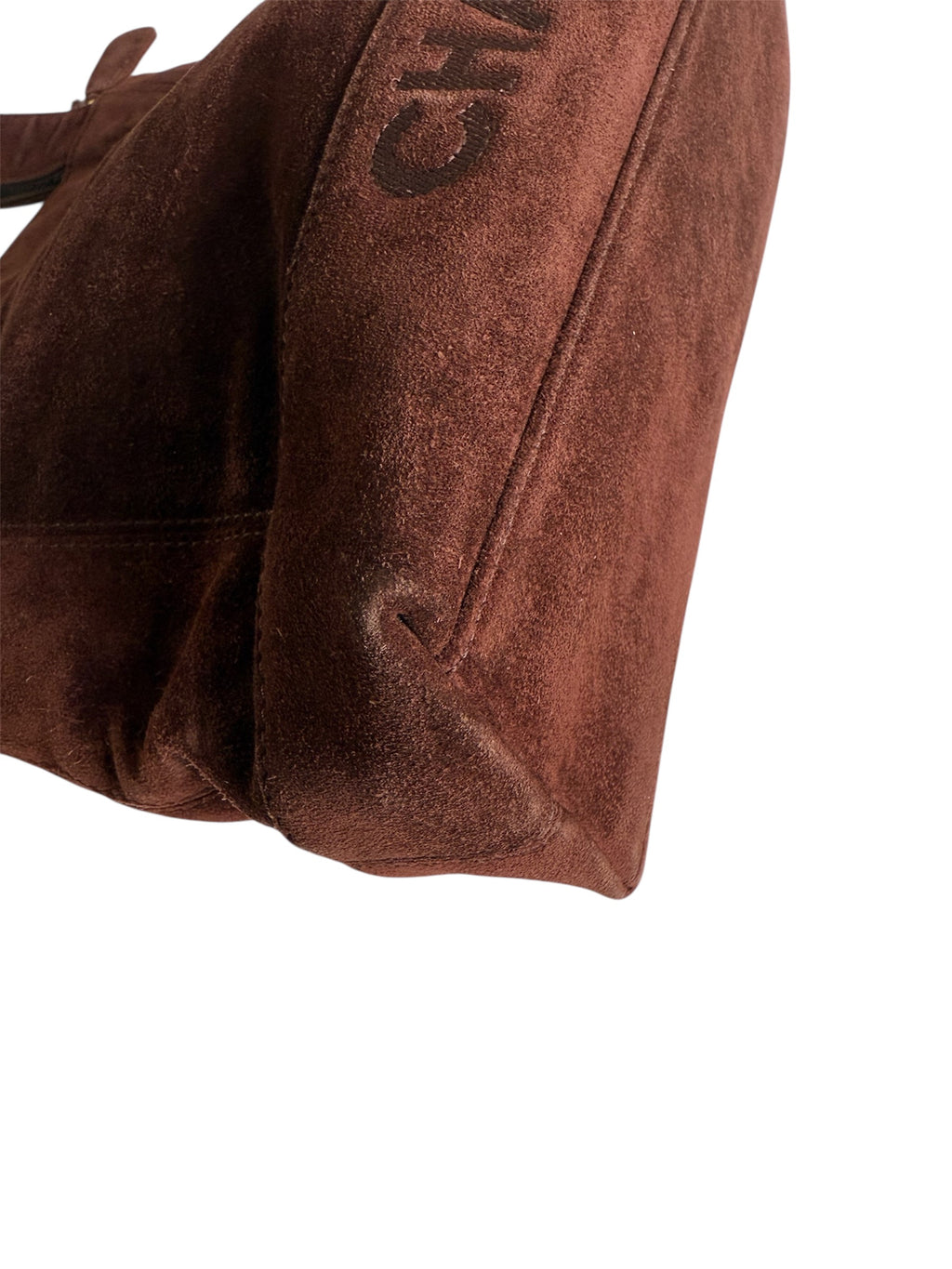 Chanel Vintage Brown Suede Shoulder Bag