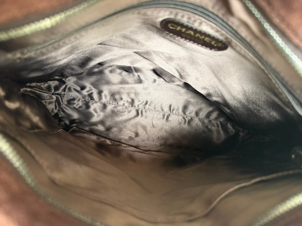 Chanel Vintage Brown Suede Shoulder Bag