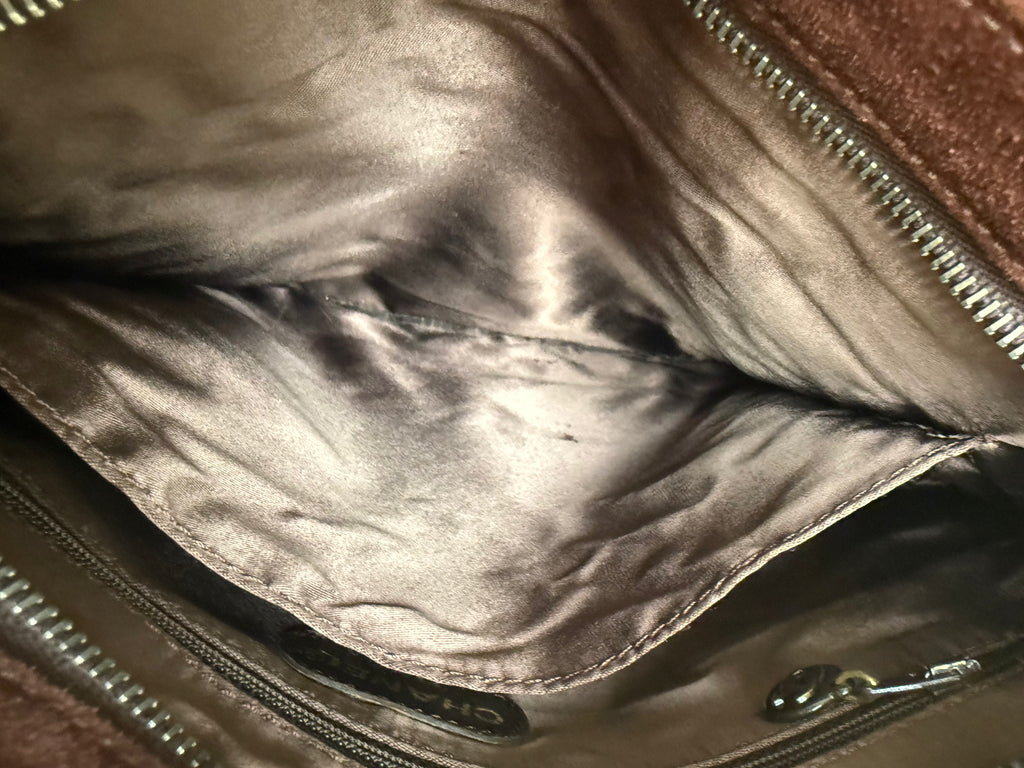 Chanel Vintage Brown Suede Shoulder Bag