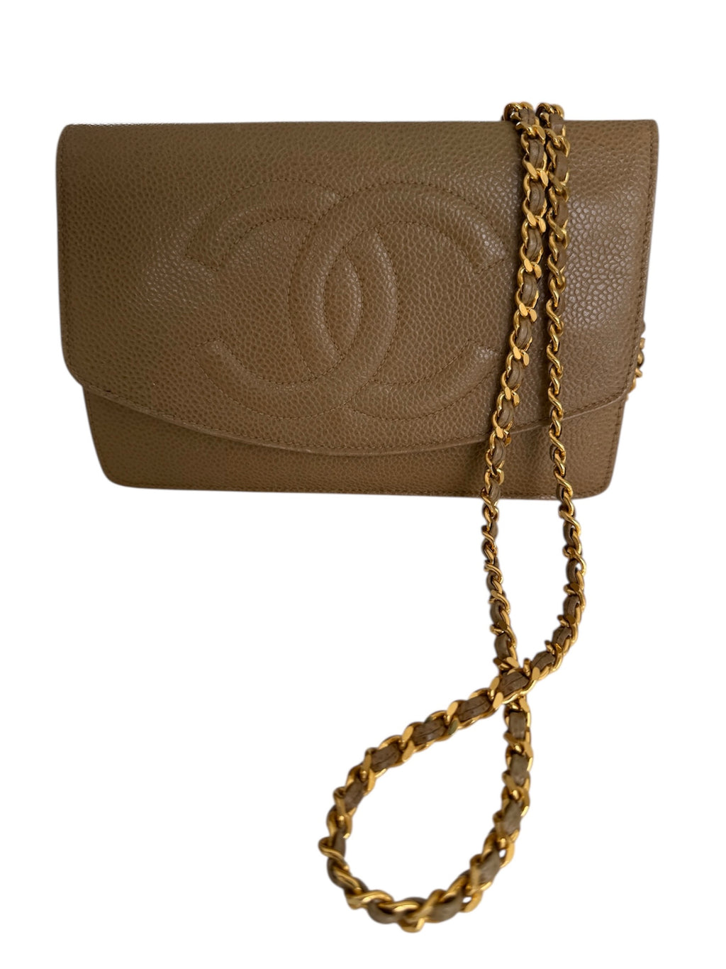 Chanel Timeless CC Wallet On Chain Nude Caviar Leather