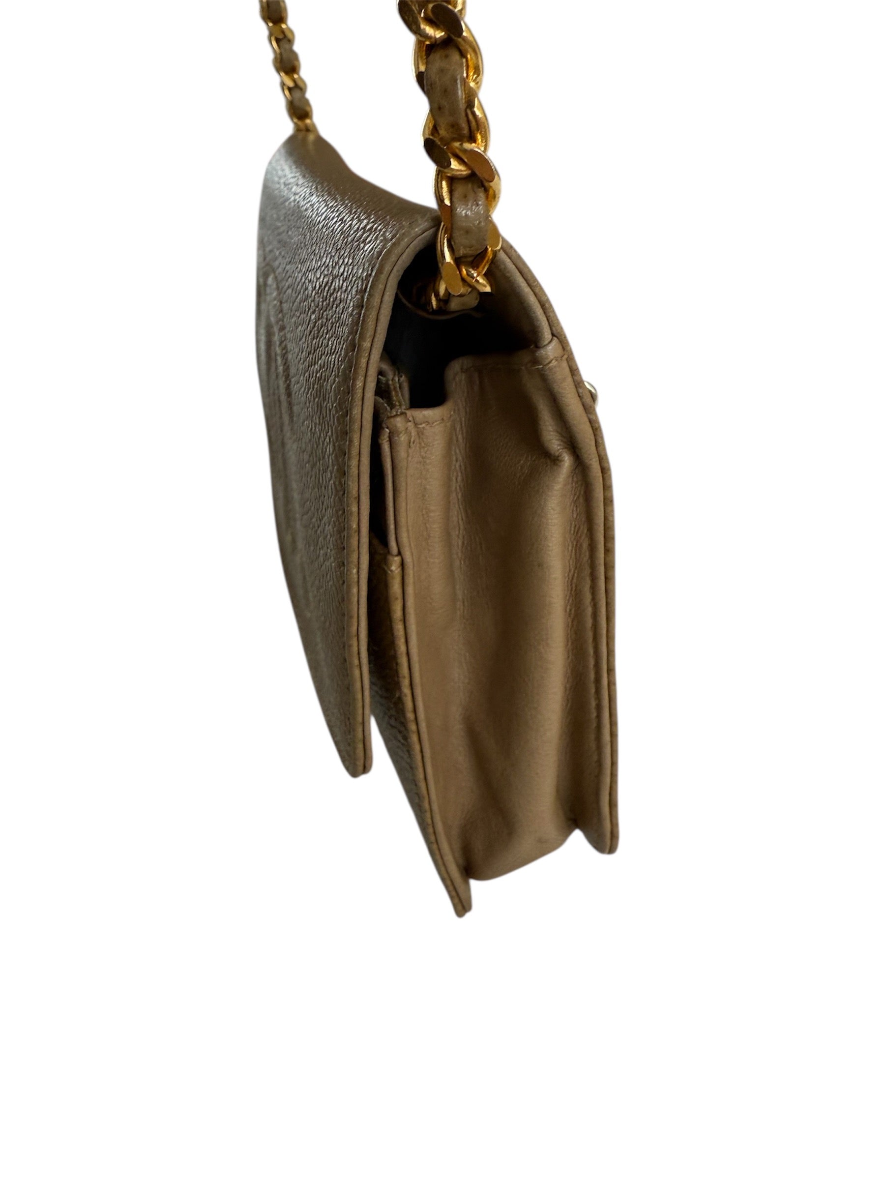 Chanel Timeless CC Wallet On Chain Nude Caviar Leather