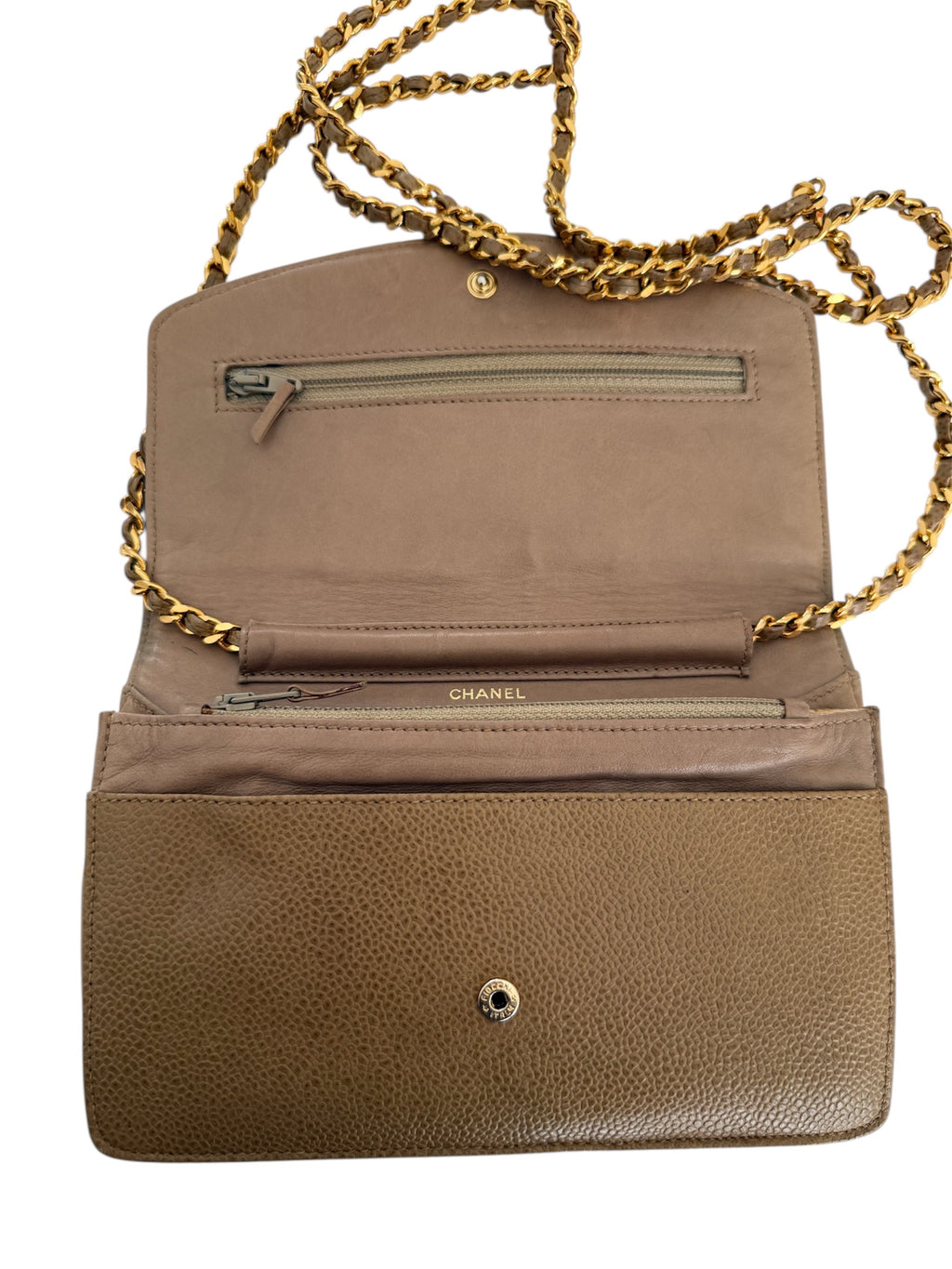 Chanel Timeless CC Wallet On Chain Nude Caviar Leather