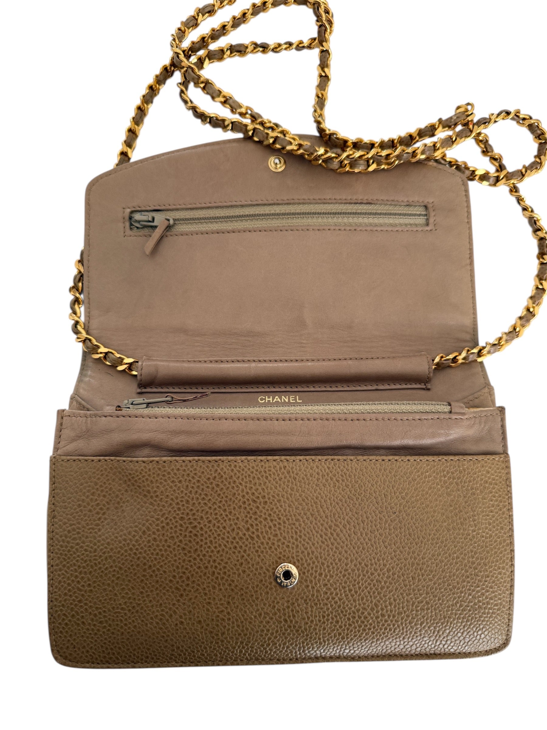 Chanel Timeless CC Wallet On Chain Nude Caviar Leather