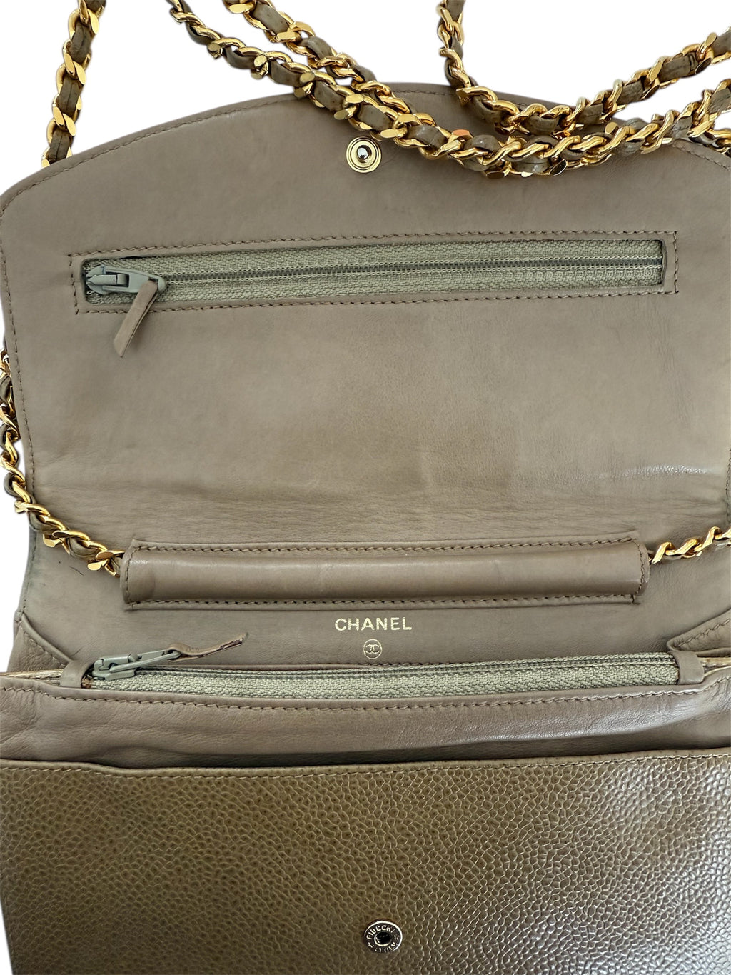 Chanel Timeless CC Wallet On Chain Nude Caviar Leather