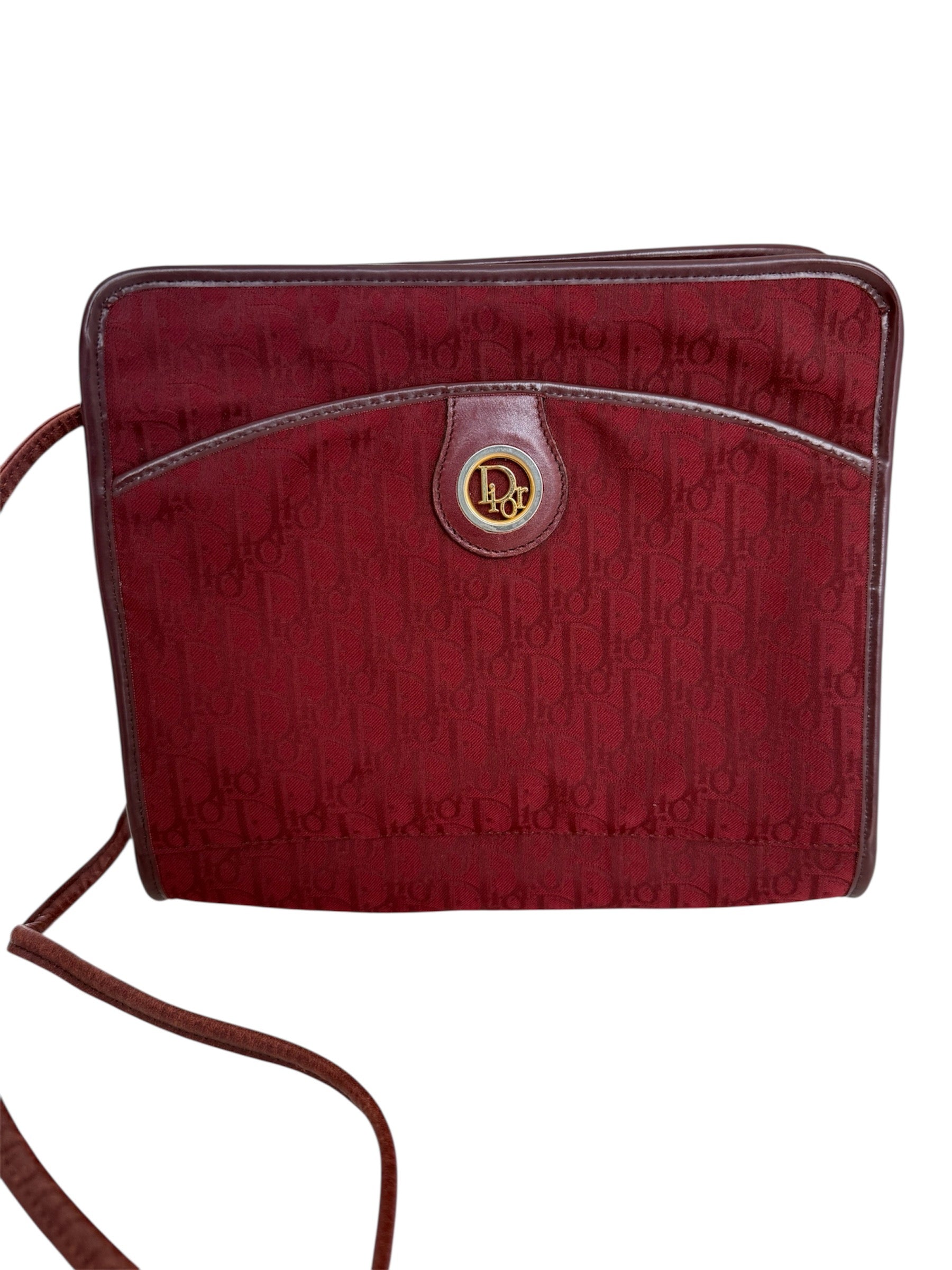 Christian Dior Shoulder Bag Bordeaux Canvas