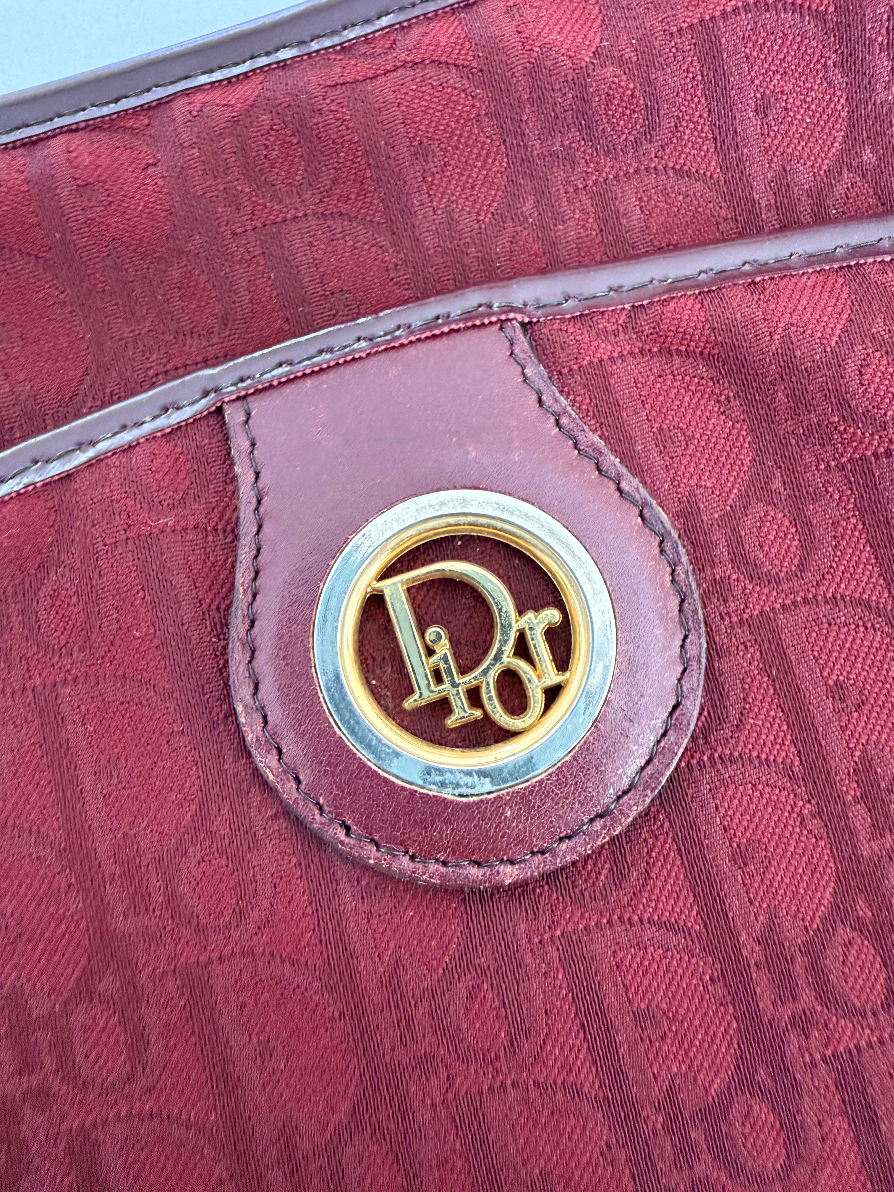 Christian Dior Shoulder Bag Bordeaux Canvas