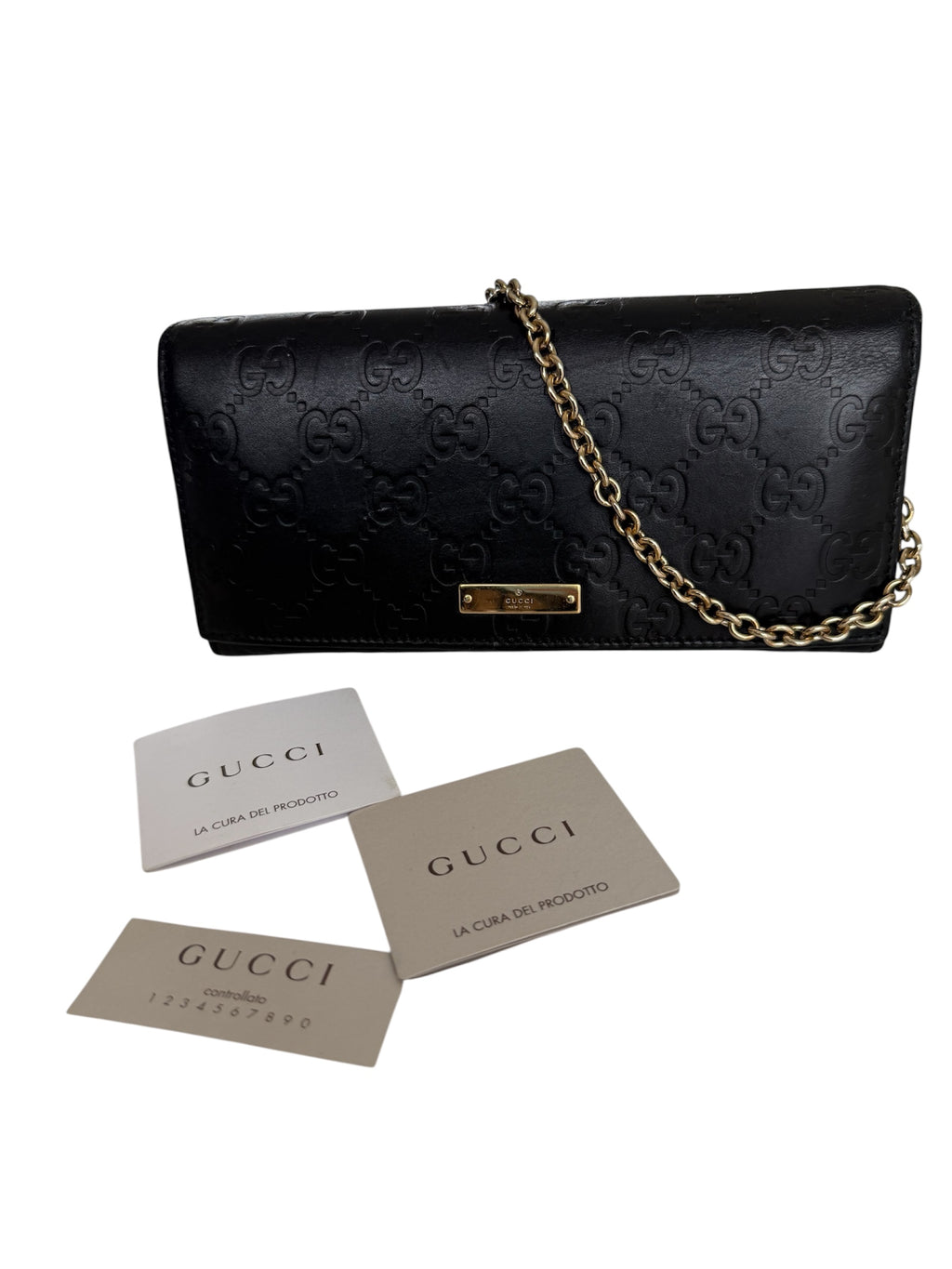 Gucci Black Leather Wallet On Chain