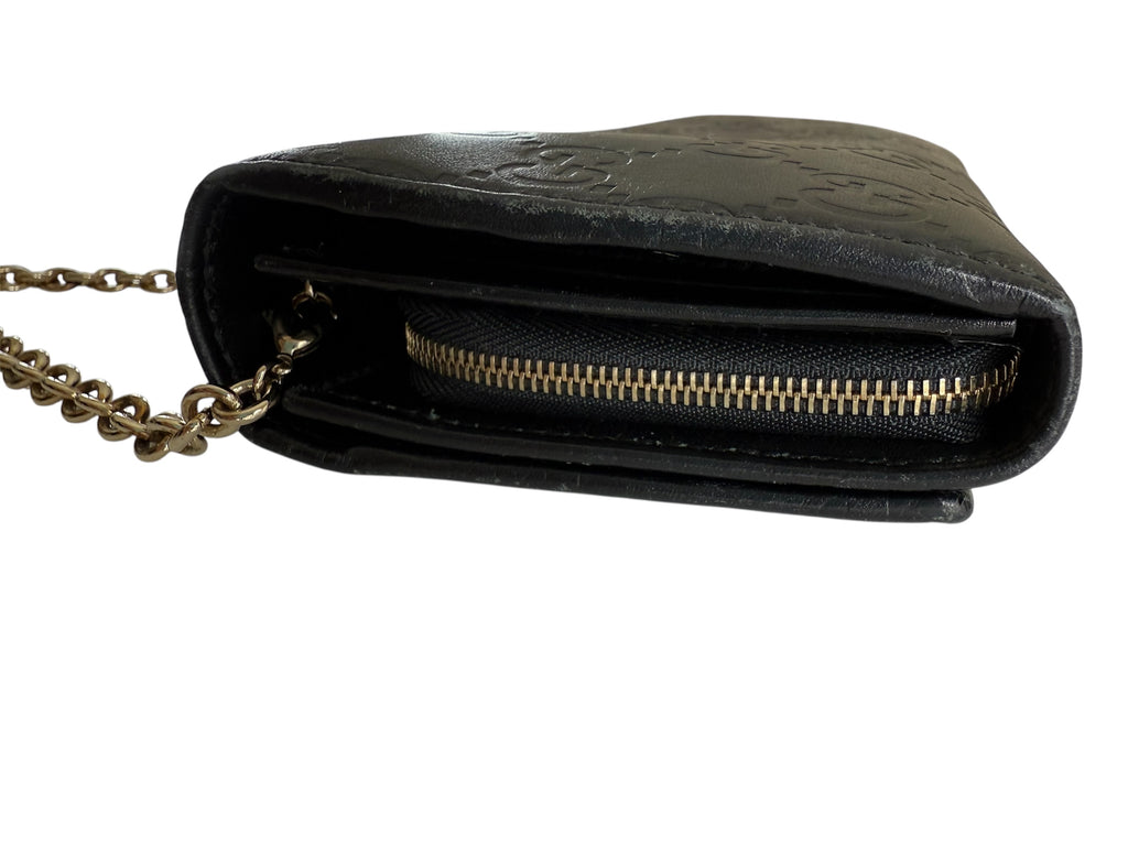 Gucci Black Leather Wallet On Chain