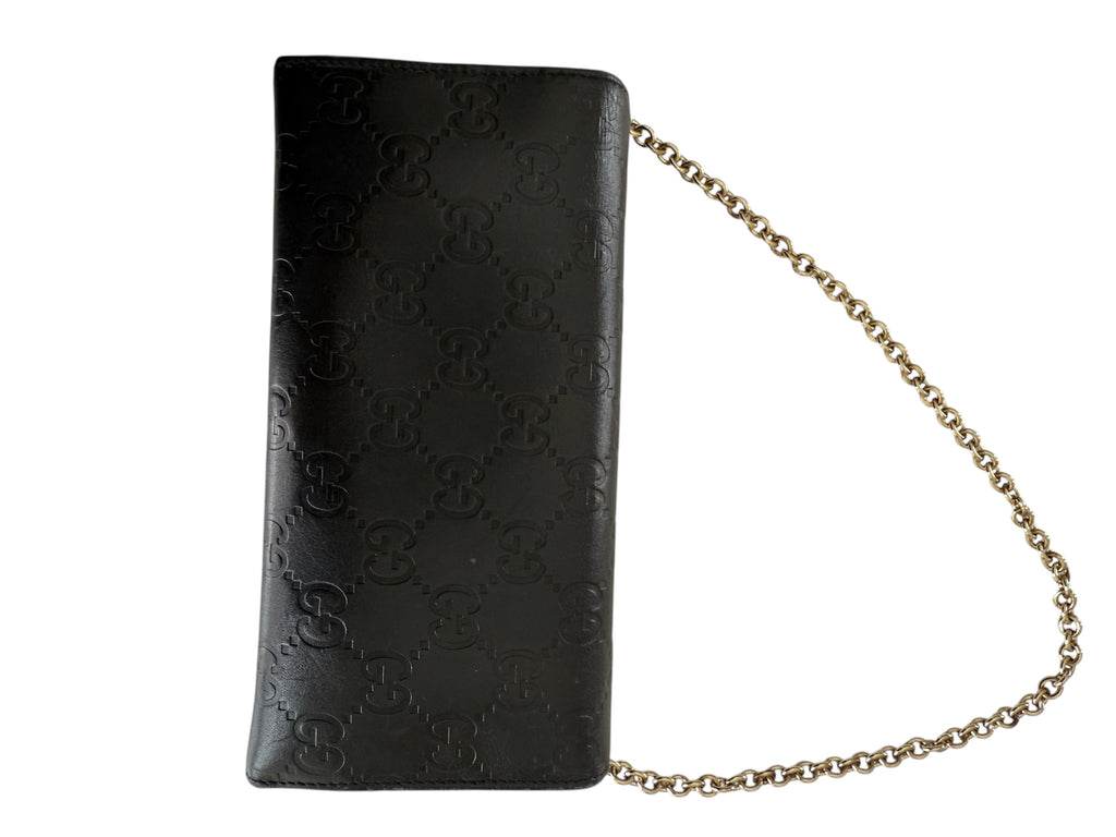 Gucci Black Leather Wallet On Chain