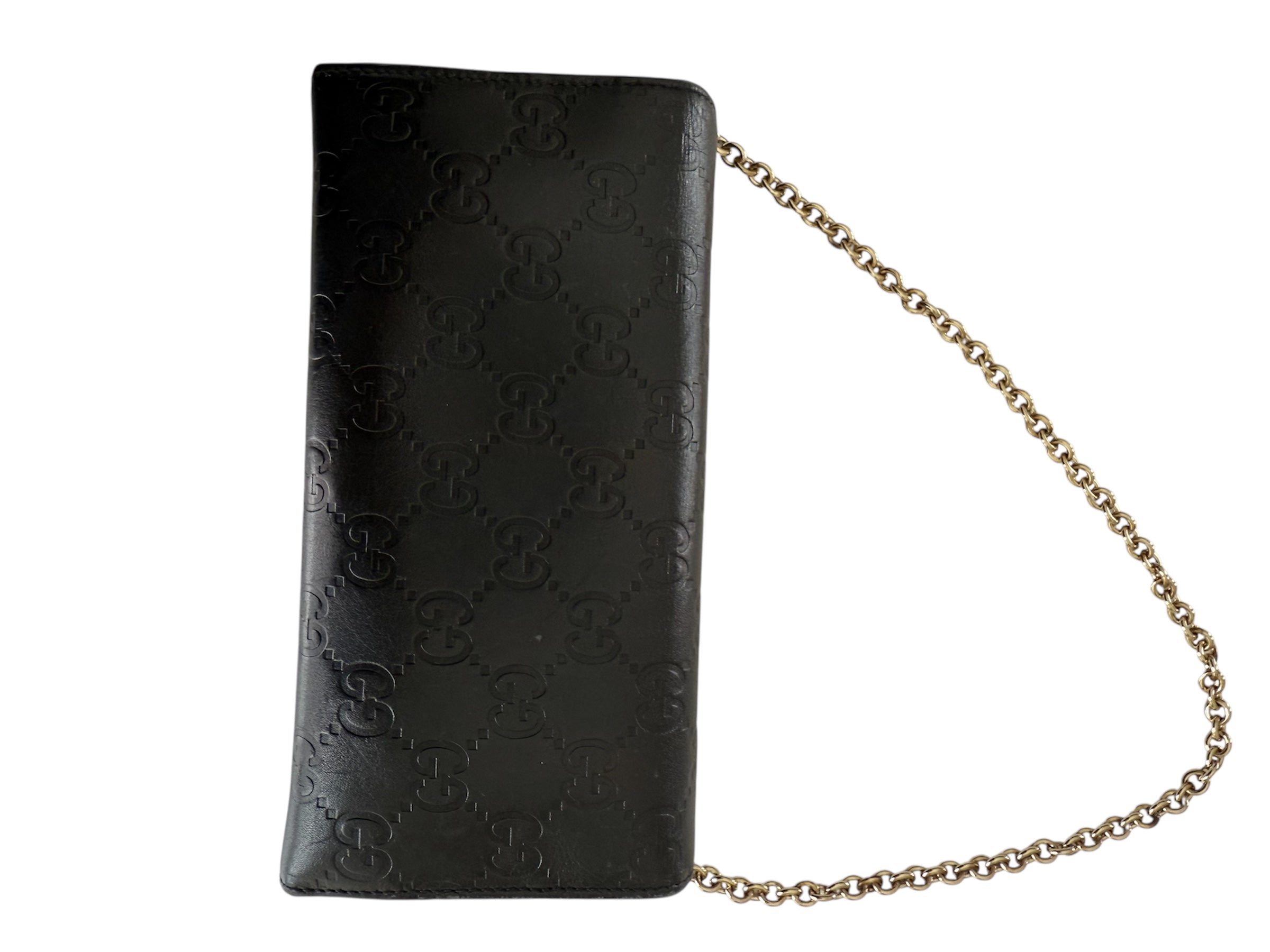 Gucci Black Leather Wallet On Chain