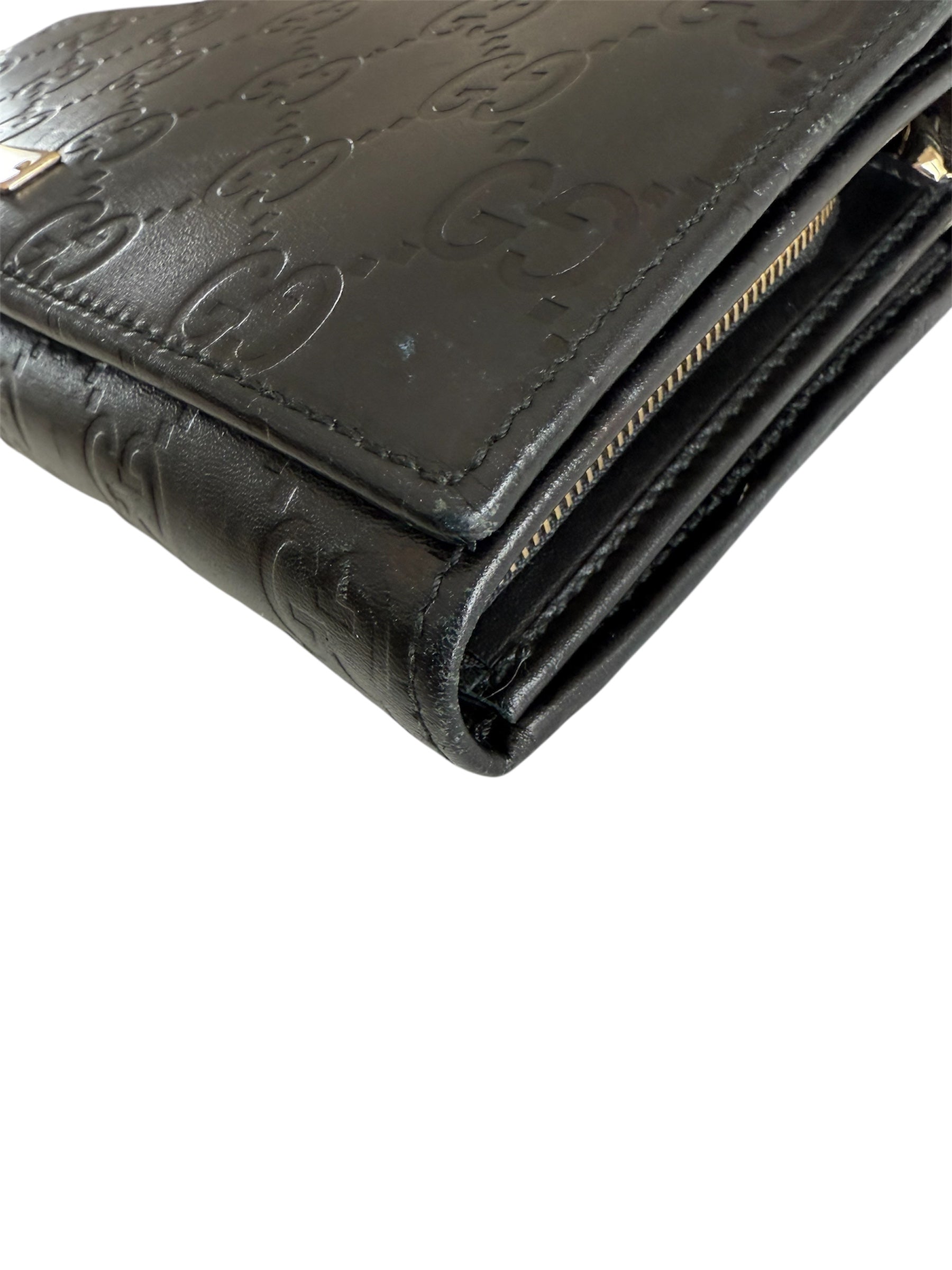 Gucci Black Leather Wallet On Chain
