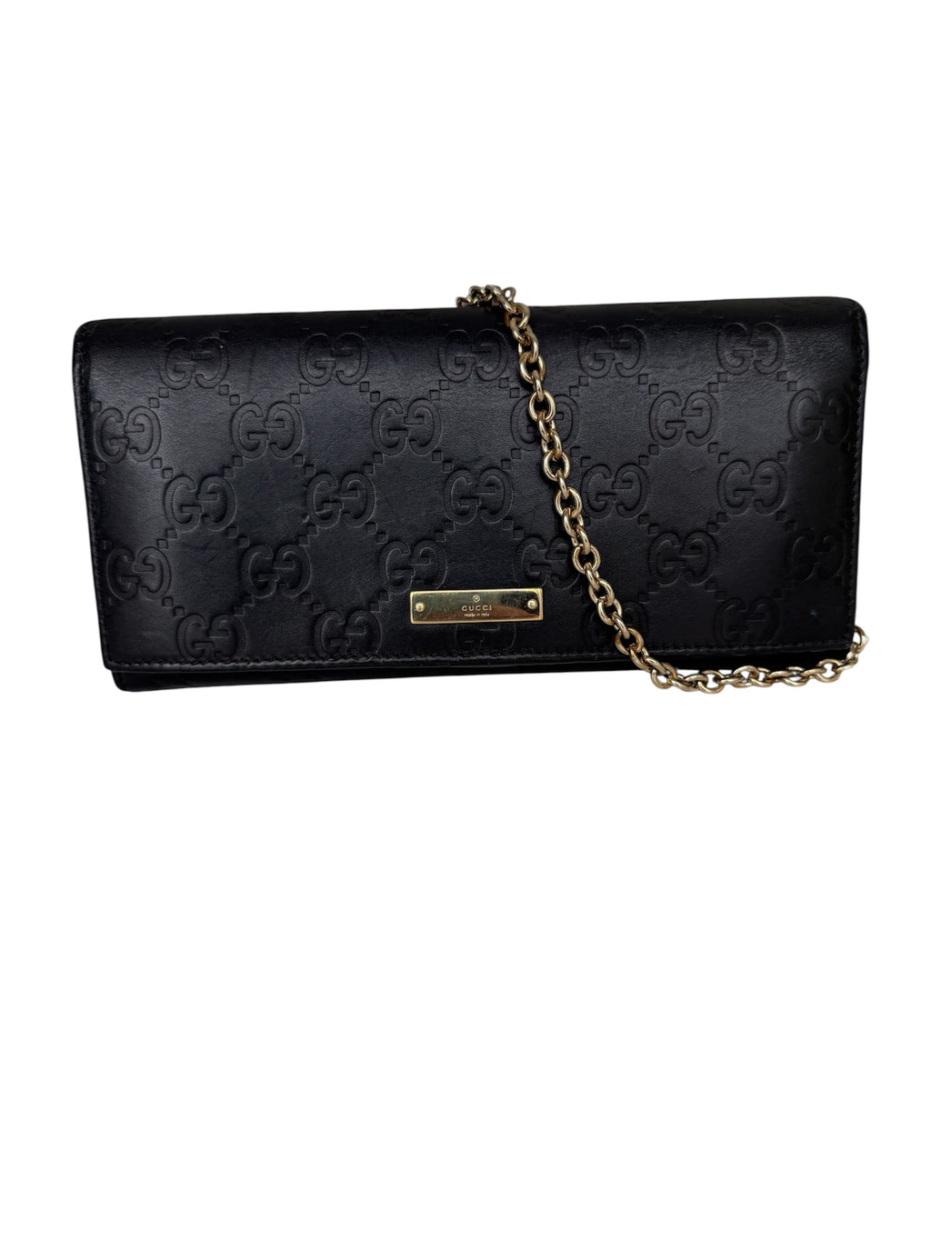 Gucci Black Leather Wallet On Chain
