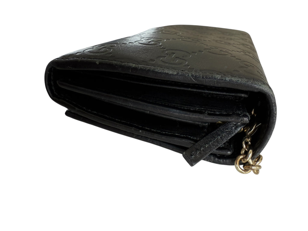 Gucci Black Leather Wallet On Chain