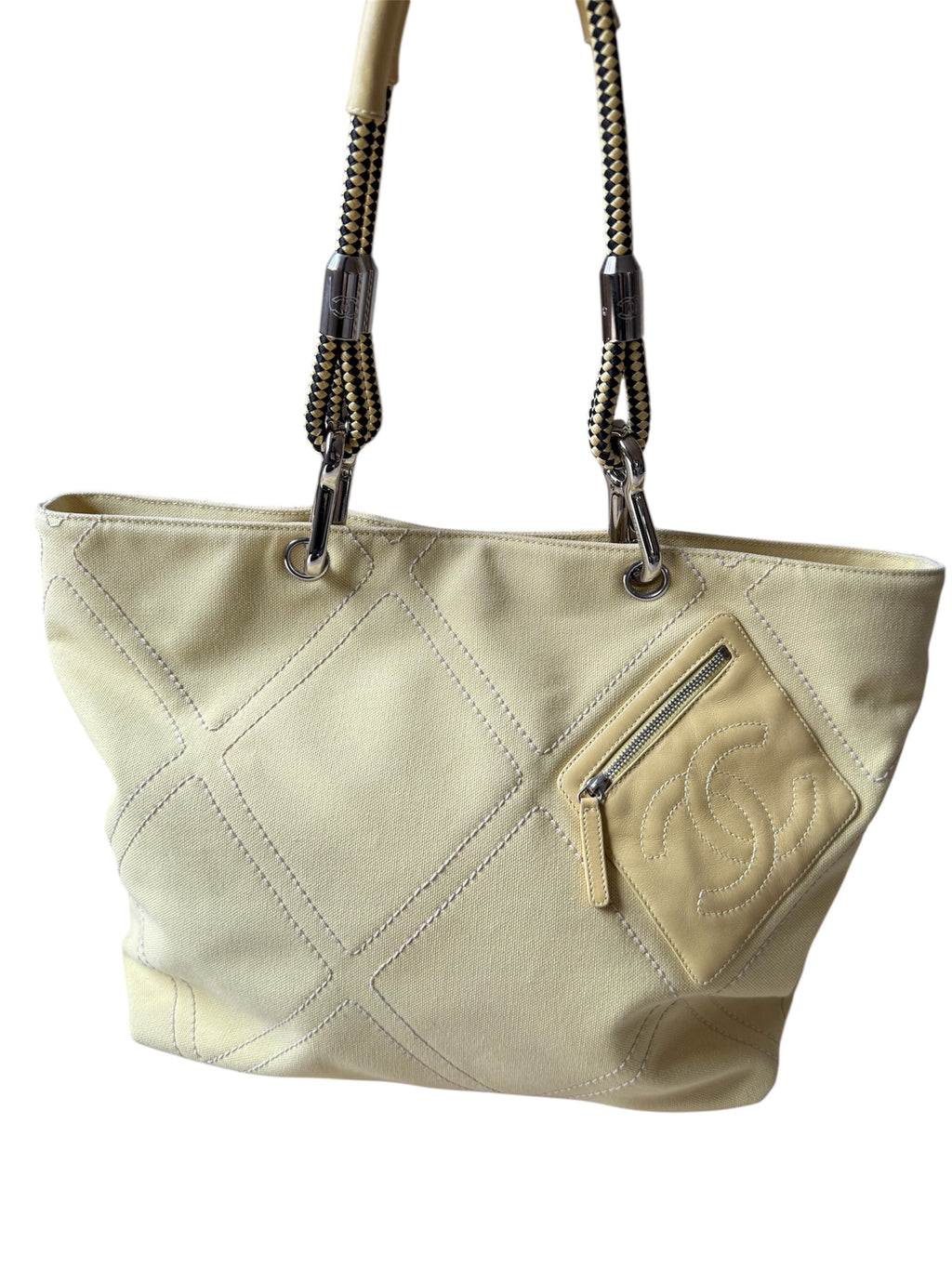 Chanel Tote Bag Yellow Canvas