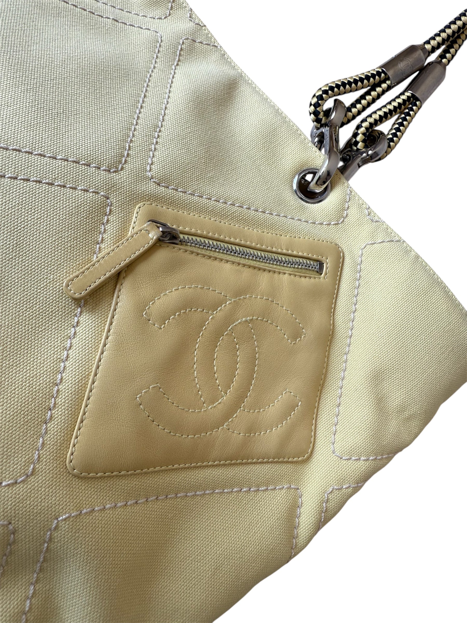 Chanel Tote Bag Yellow Canvas
