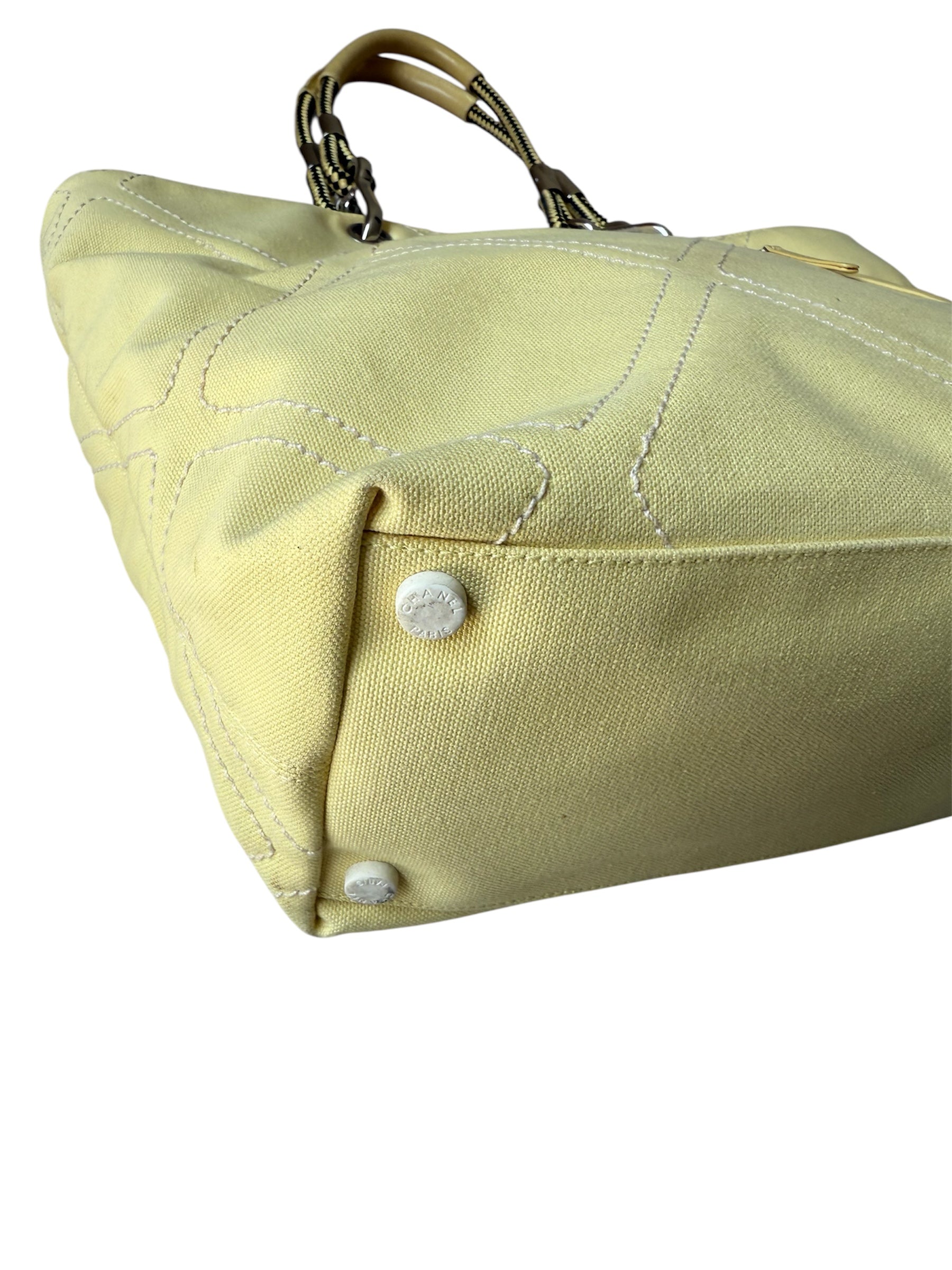 Chanel Tote Bag Yellow Canvas