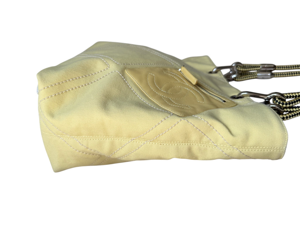 Chanel Tote Bag Yellow Canvas