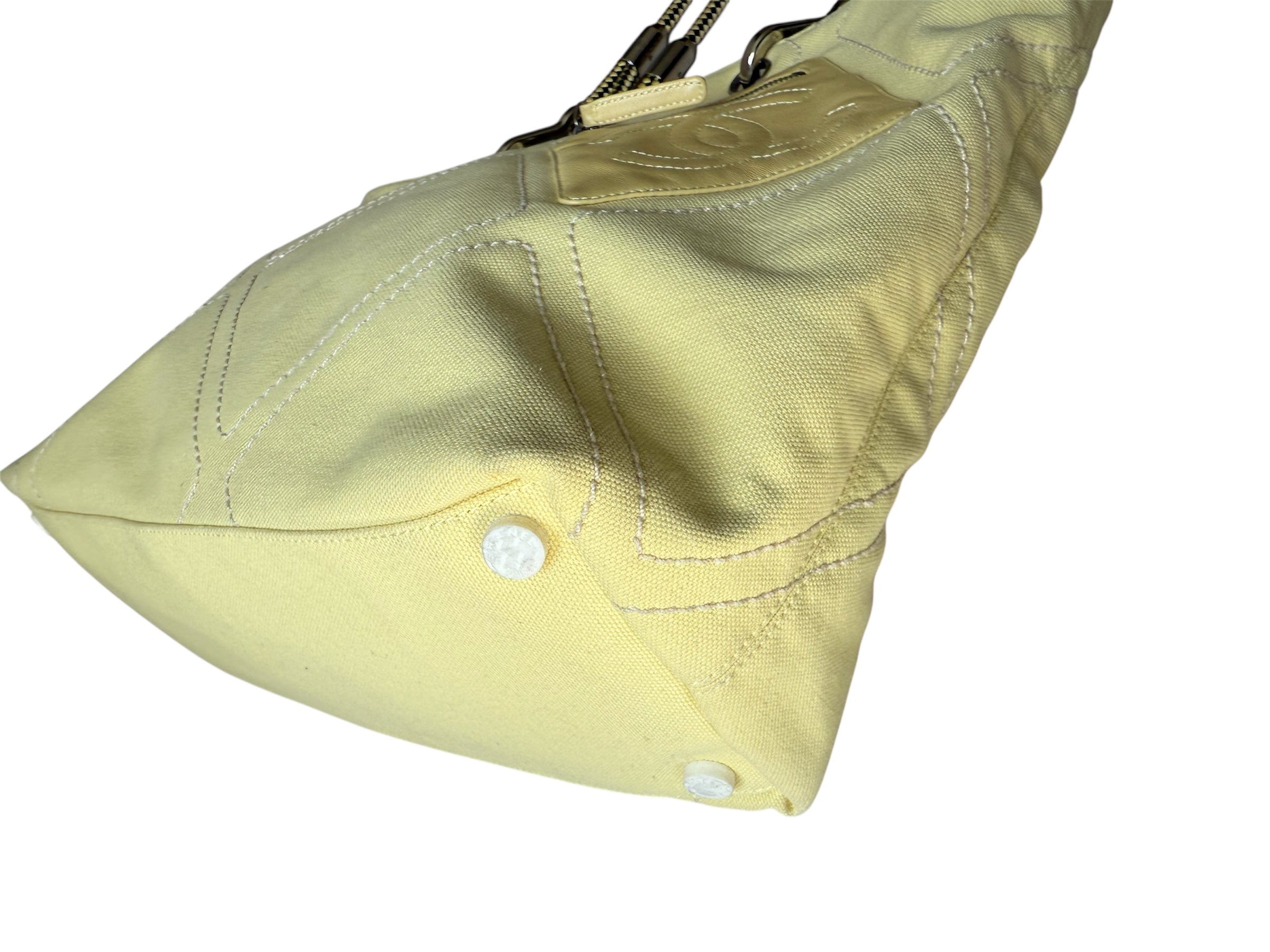 Chanel Tote Bag Yellow Canvas
