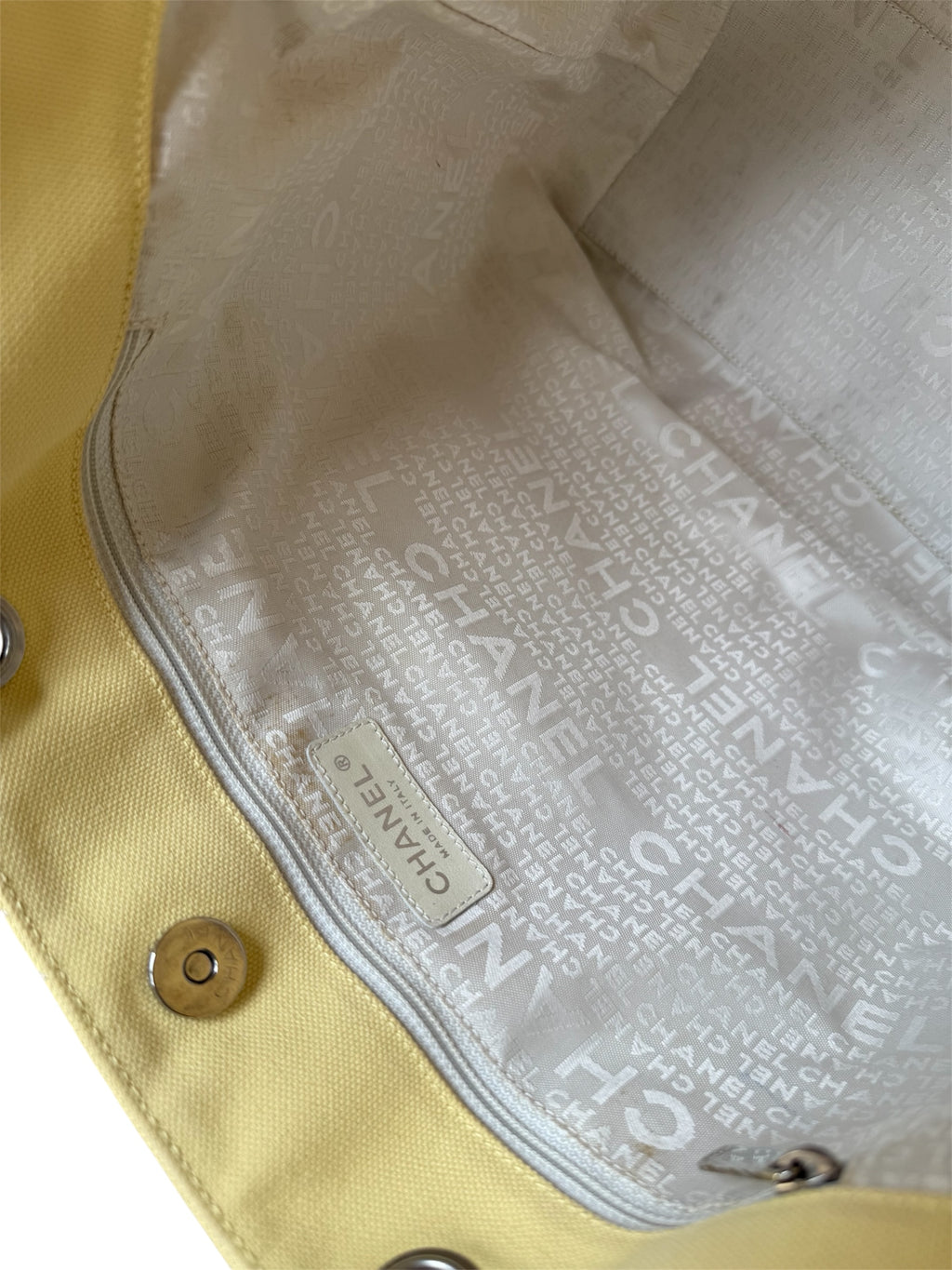 Chanel Tote Bag Yellow Canvas