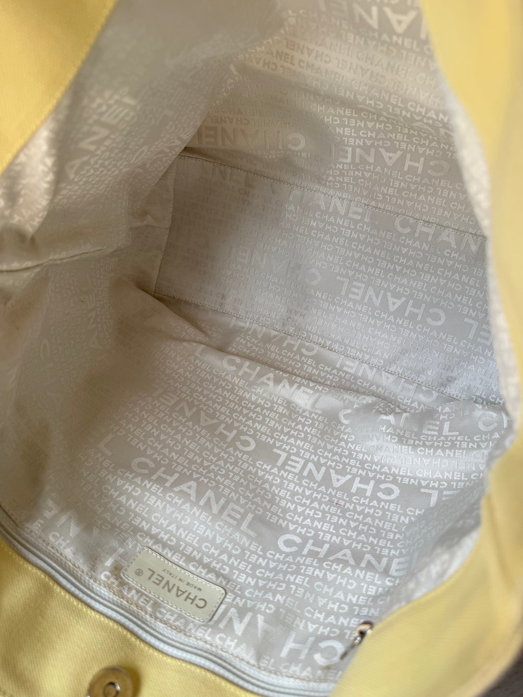 Chanel Tote Bag Yellow Canvas