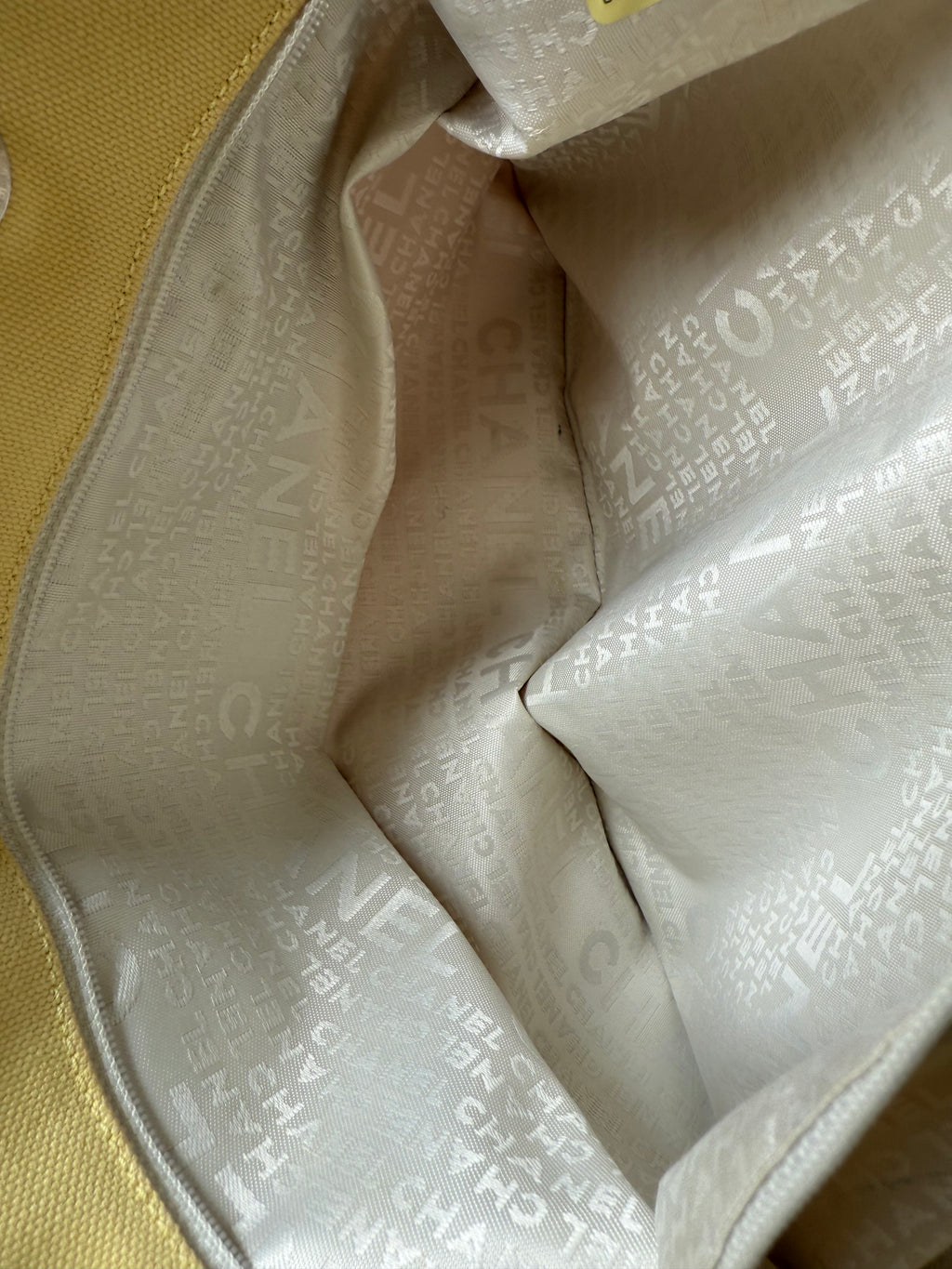 Chanel Tote Bag Yellow Canvas