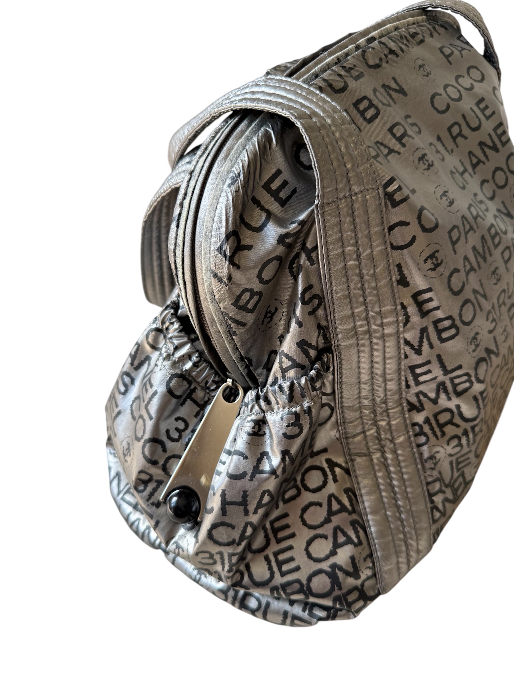 Chanel Rue Cambon Silver Nylon Bag