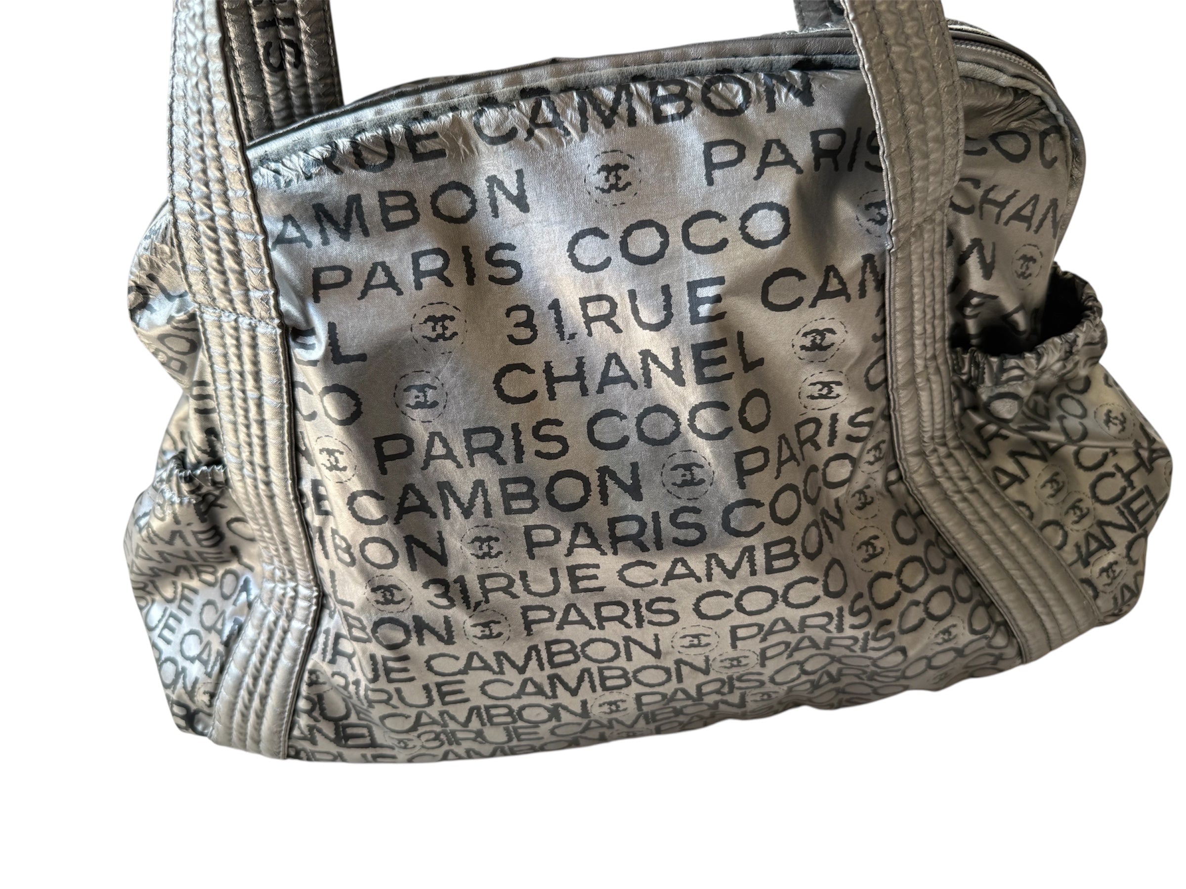 Chanel Rue Cambon Silver Nylon Bag