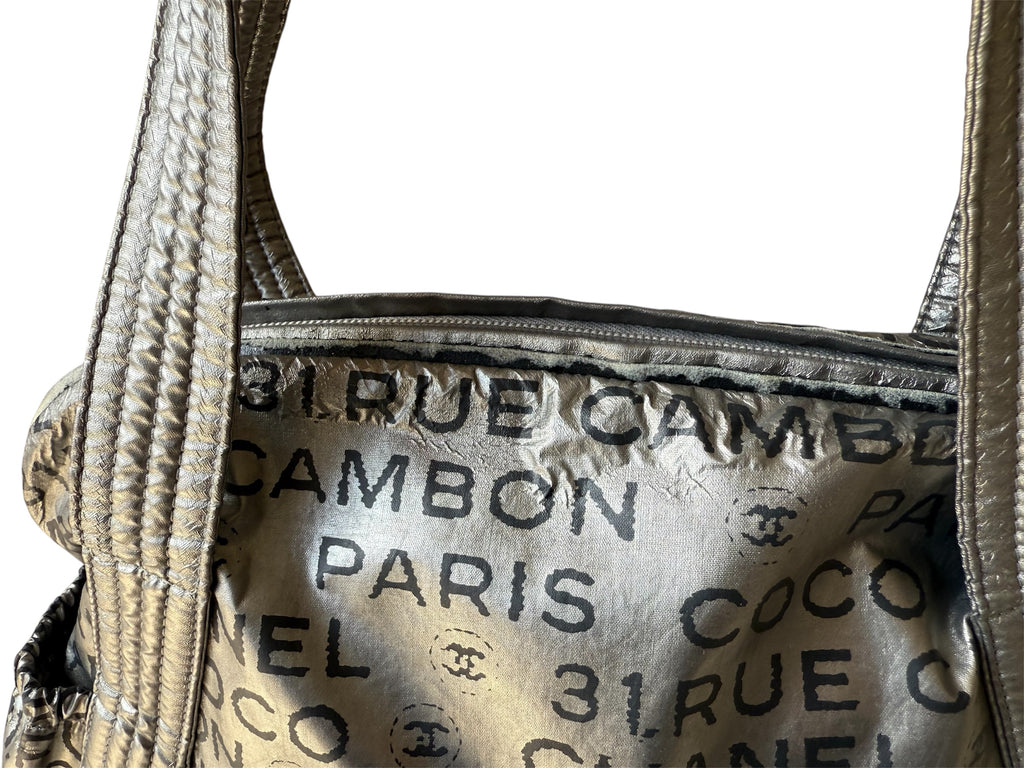 Chanel Rue Cambon Silver Nylon Bag