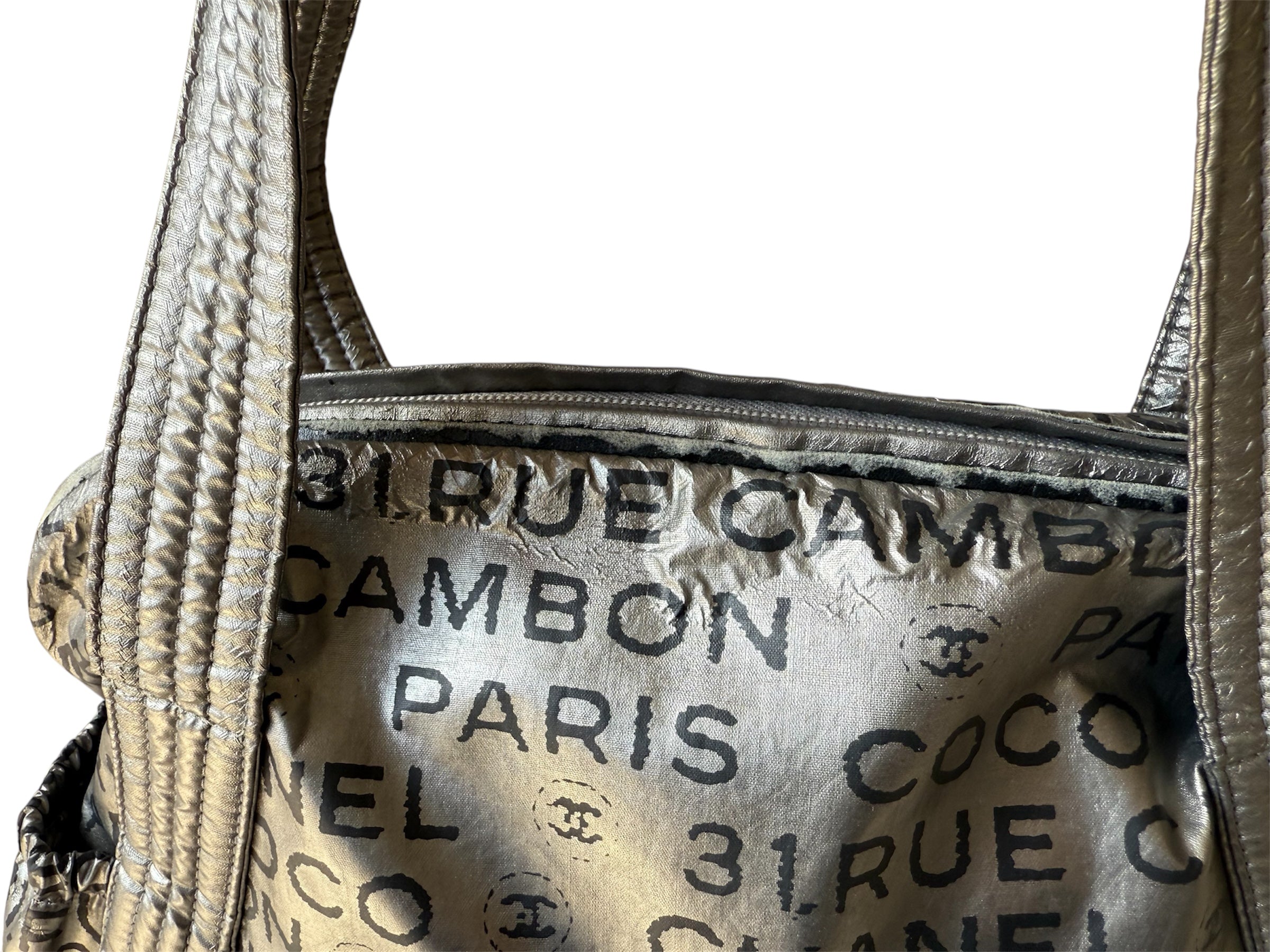 Chanel Rue Cambon Silver Nylon Bag
