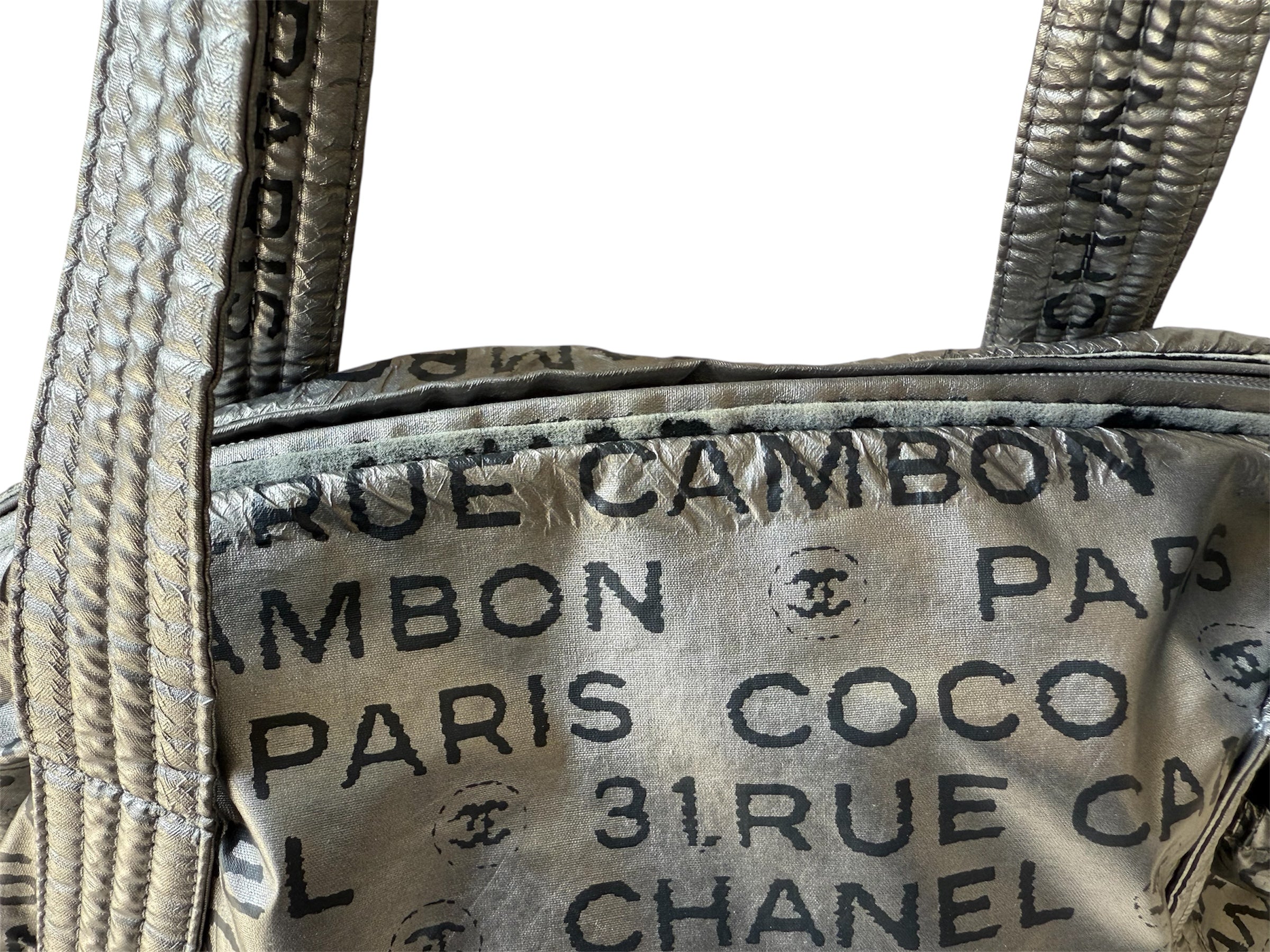 Chanel Rue Cambon Silver Nylon Bag