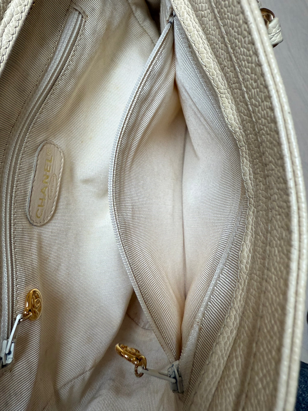 Chanel Triple Coco Mark Tote Caviar Leather Vintage