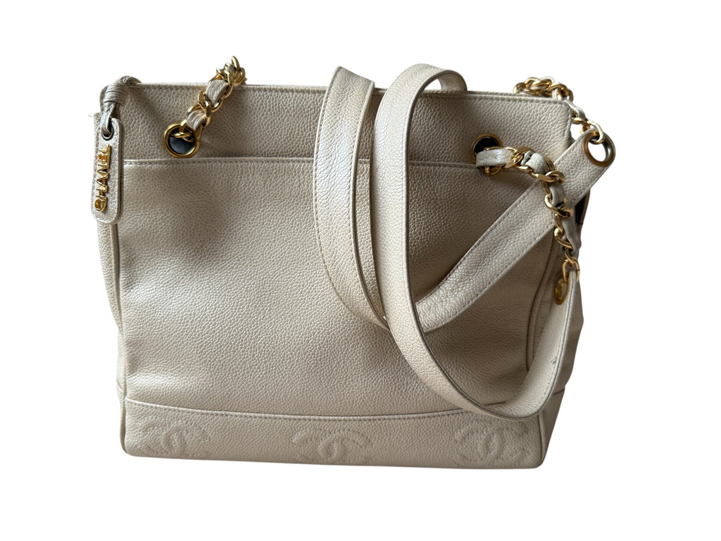 Chanel Triple Coco Mark Tote Caviar Leather Vintage