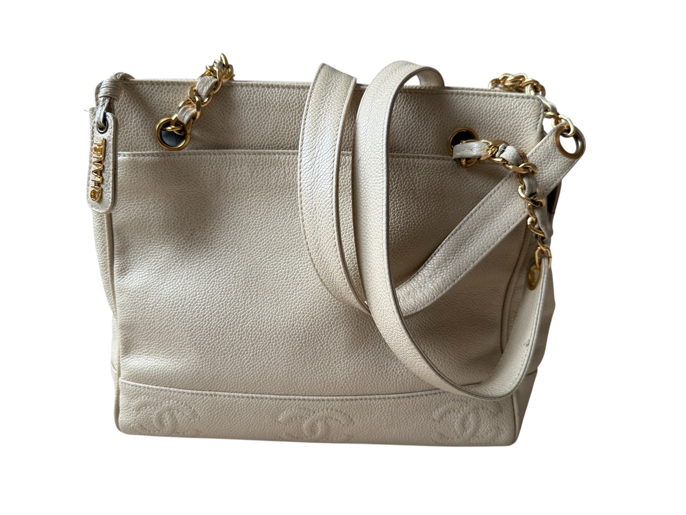Chanel Triple Coco Mark Tote Caviar Leather Vintage