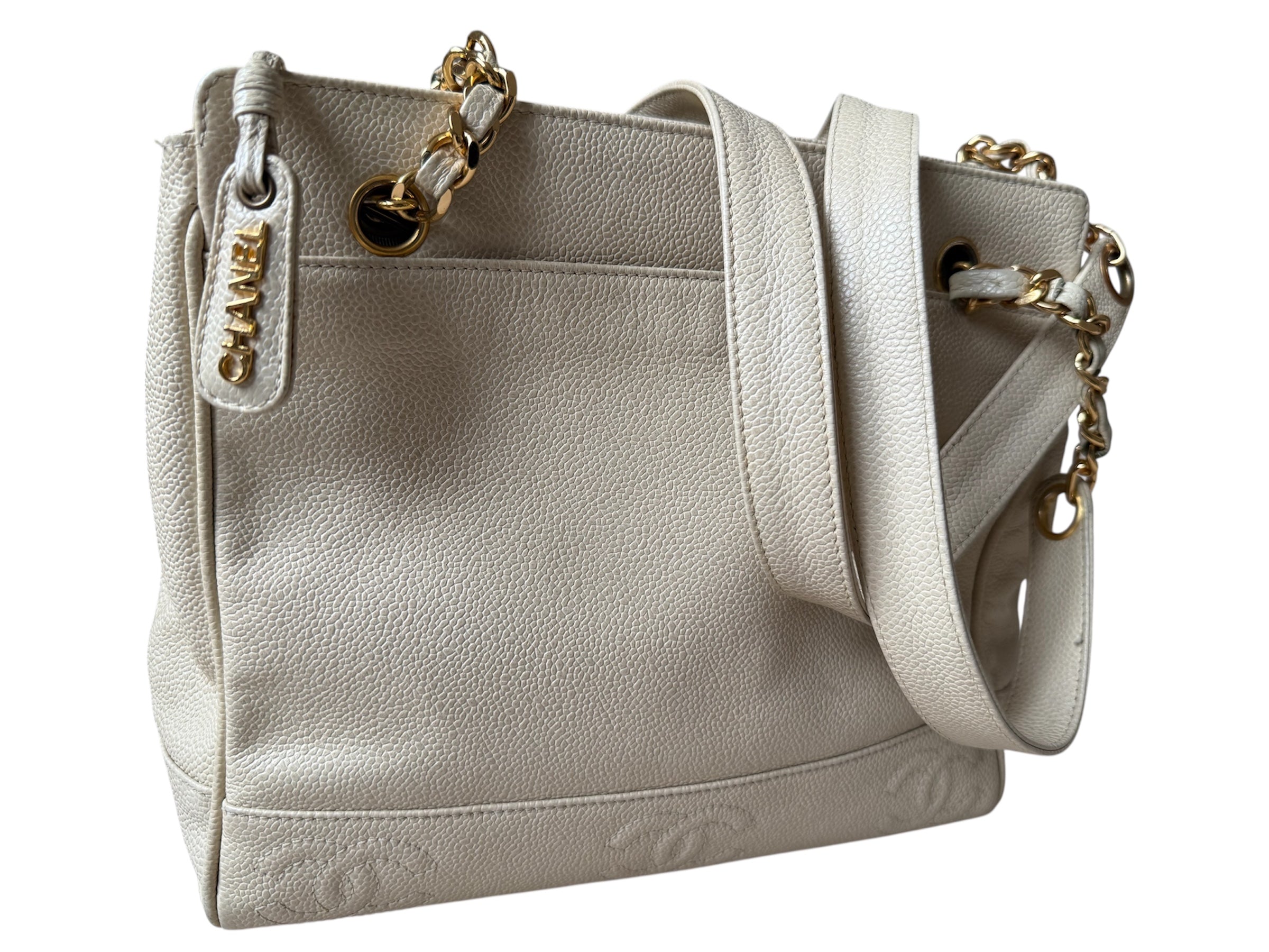 Chanel Triple Coco Mark Tote Caviar Leather Vintage