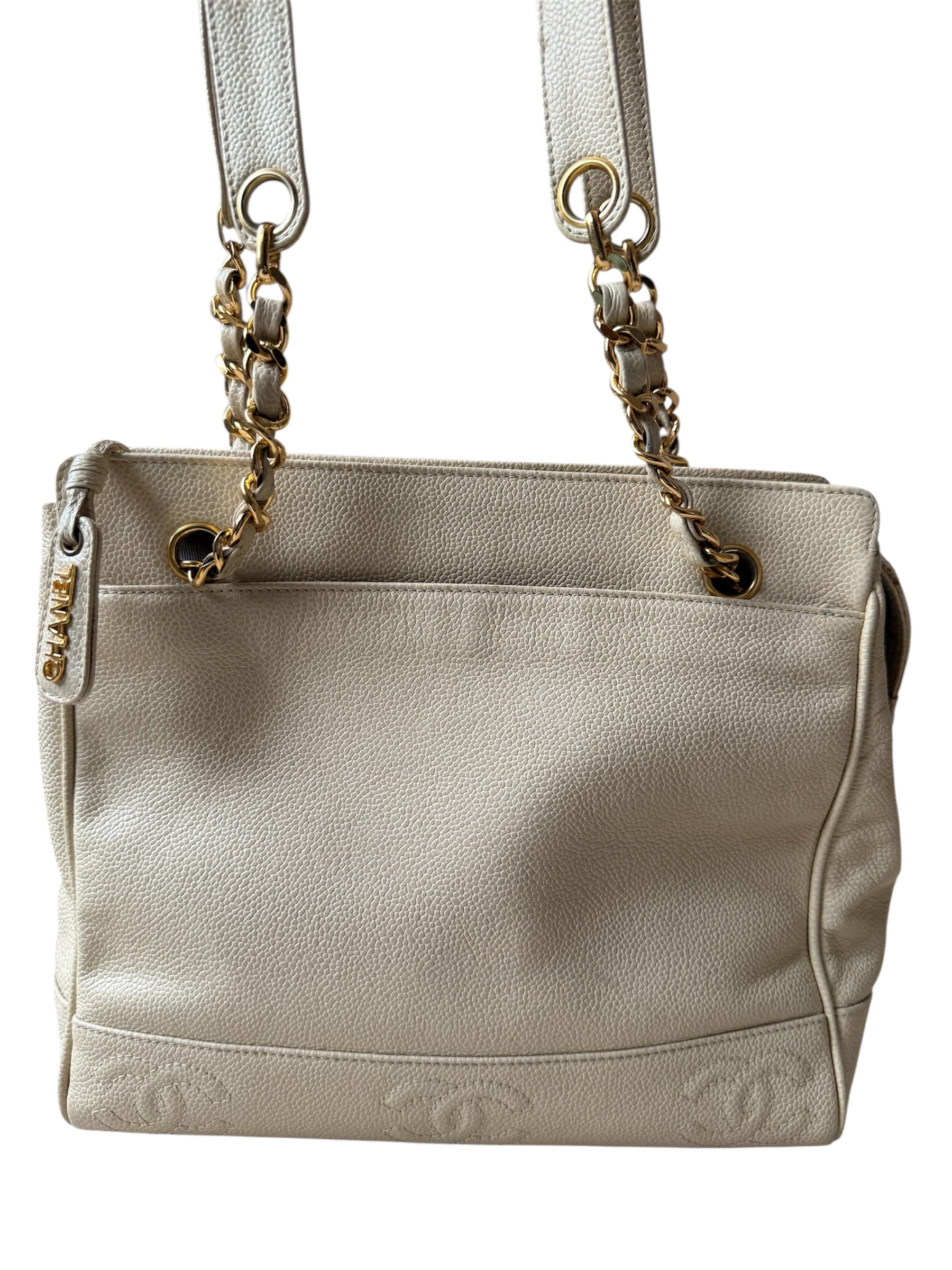 Chanel Triple Coco Mark Tote Caviar Leather Vintage
