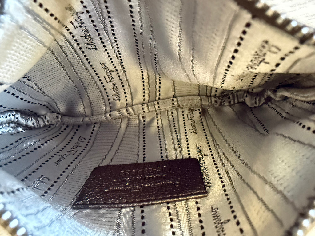 Salvatore Ferragamo Gancini Leather Silver Mini Bag