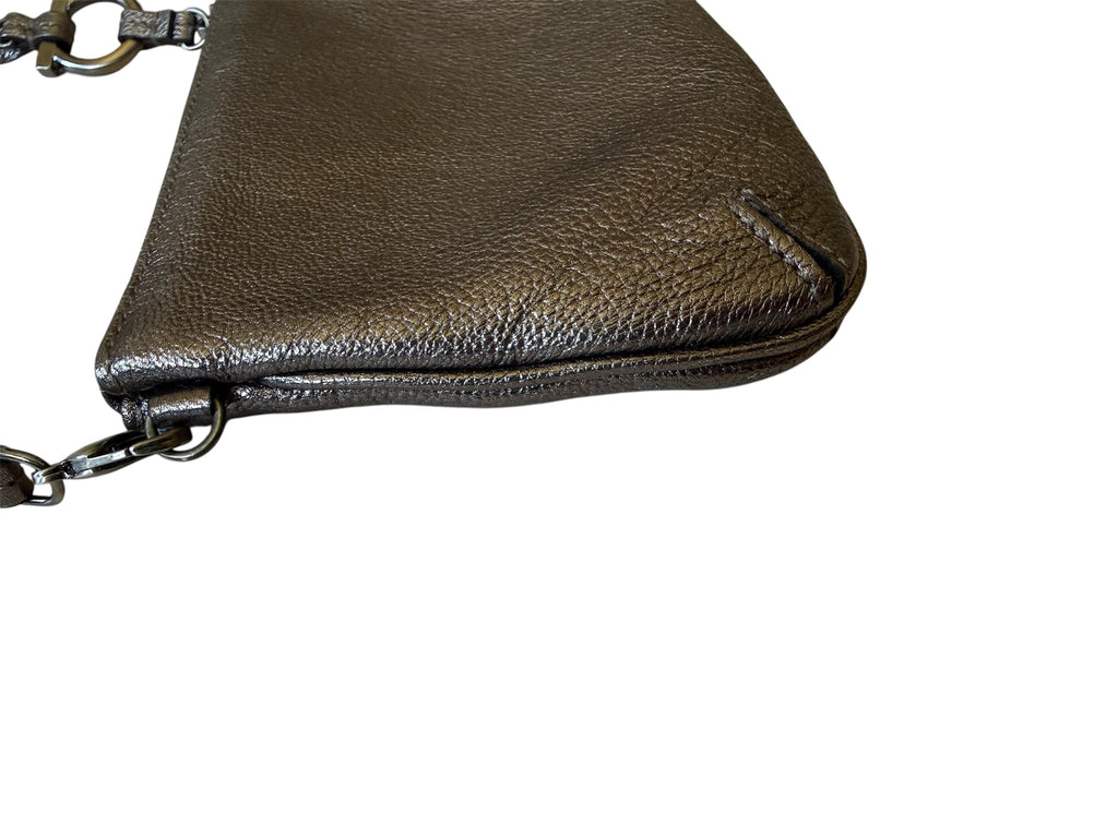 Salvatore Ferragamo Gancini Leather Silver Mini Bag