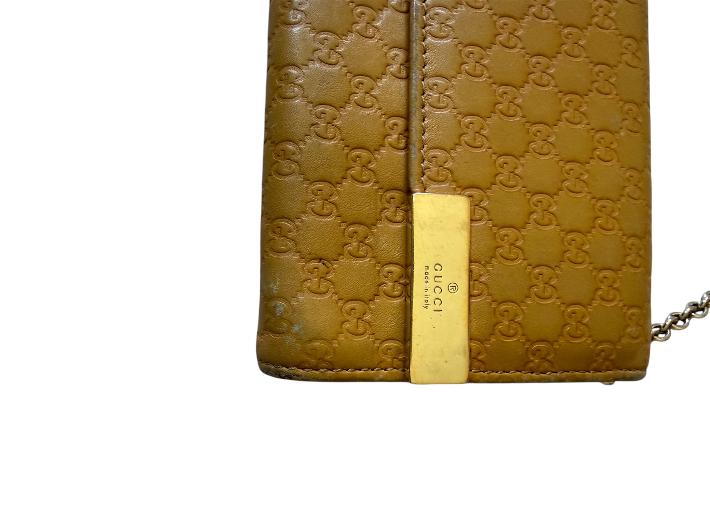 Gucci Micro Ssima GG Leather Wallet On Chain