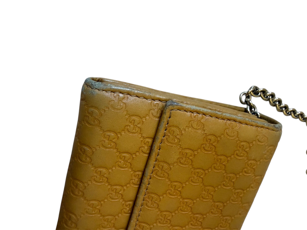 Gucci Micro Ssima GG Leather Wallet On Chain