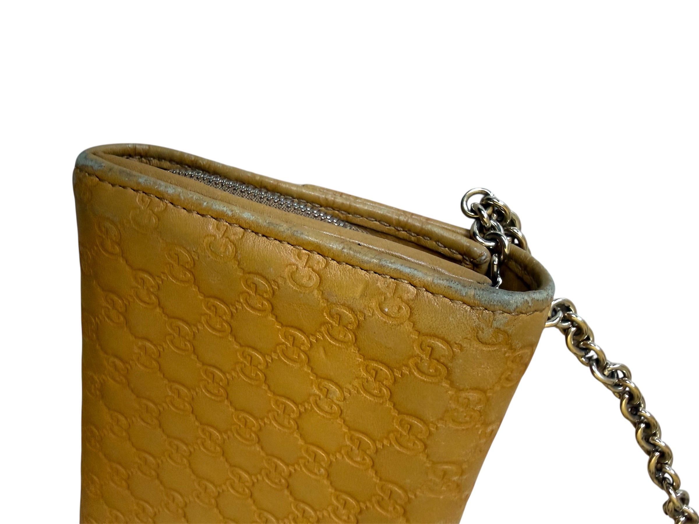 Gucci Micro Ssima GG Leather Wallet On Chain