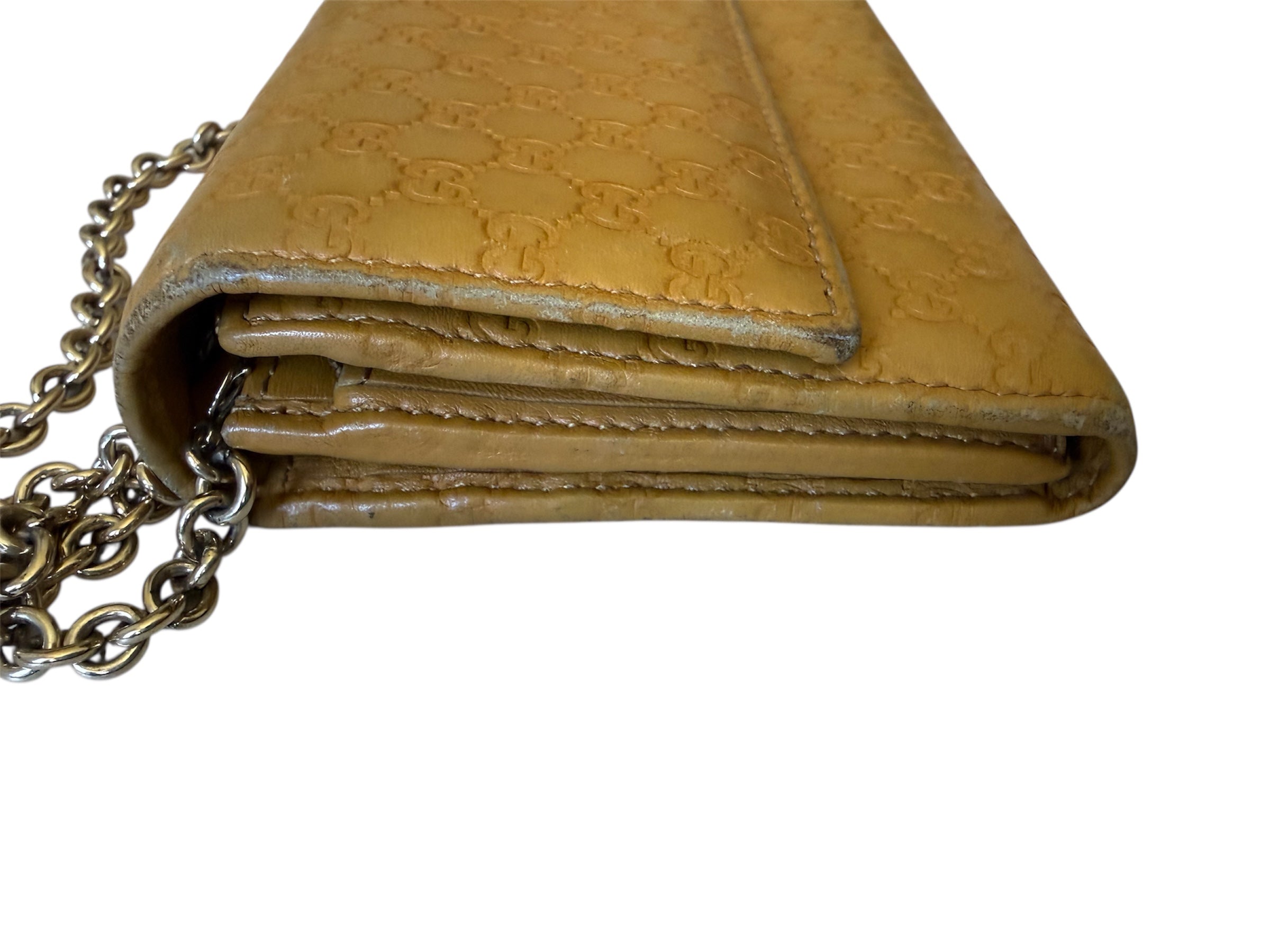 Gucci Micro Ssima GG Leather Wallet On Chain