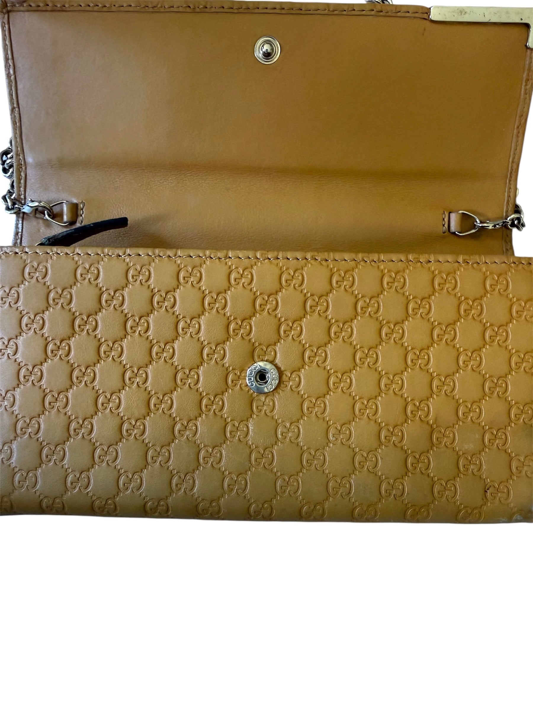 Gucci Micro Ssima GG Leather Wallet On Chain