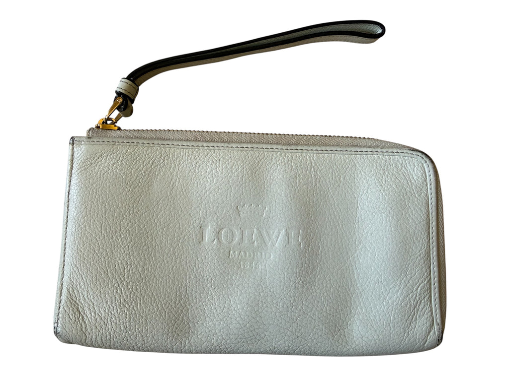 Loewe White Leather Wristlet