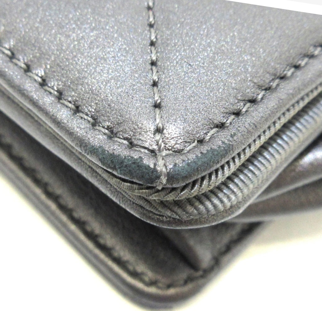 Chanel Matelasse Shoulder Bag Grey/Black Lambskin