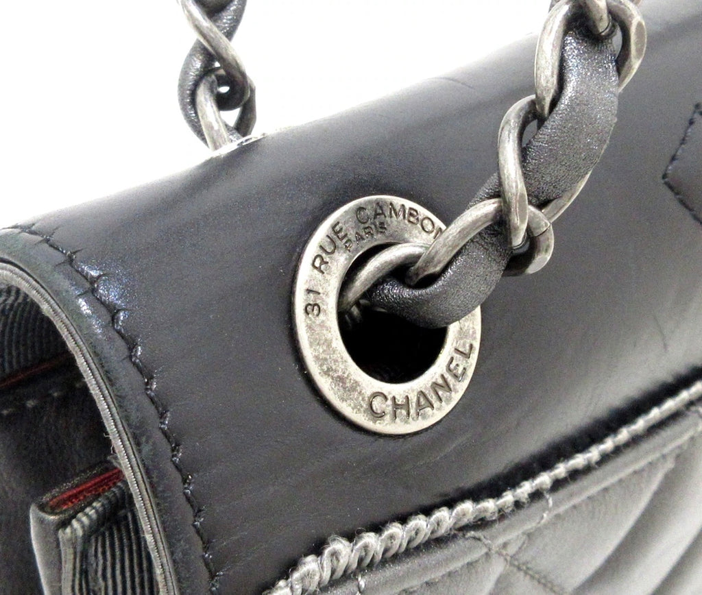 Chanel Matelasse Shoulder Bag Grey/Black Lambskin