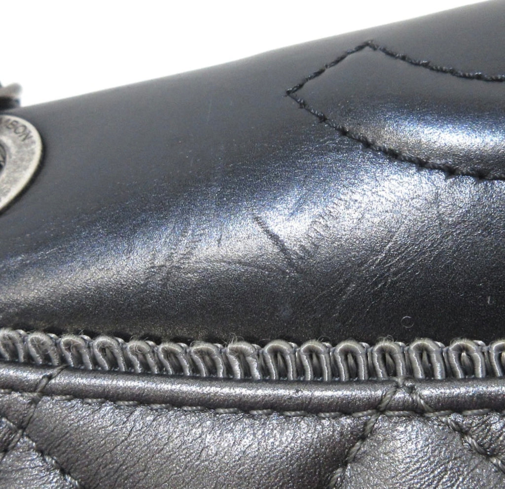 Chanel Matelasse Shoulder Bag Grey/Black Lambskin