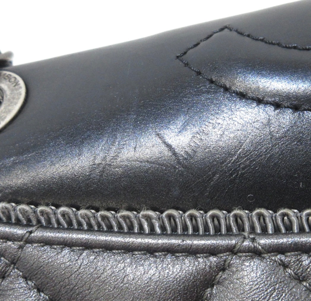 Chanel Matelasse Shoulder Bag Grey/Black Lambskin