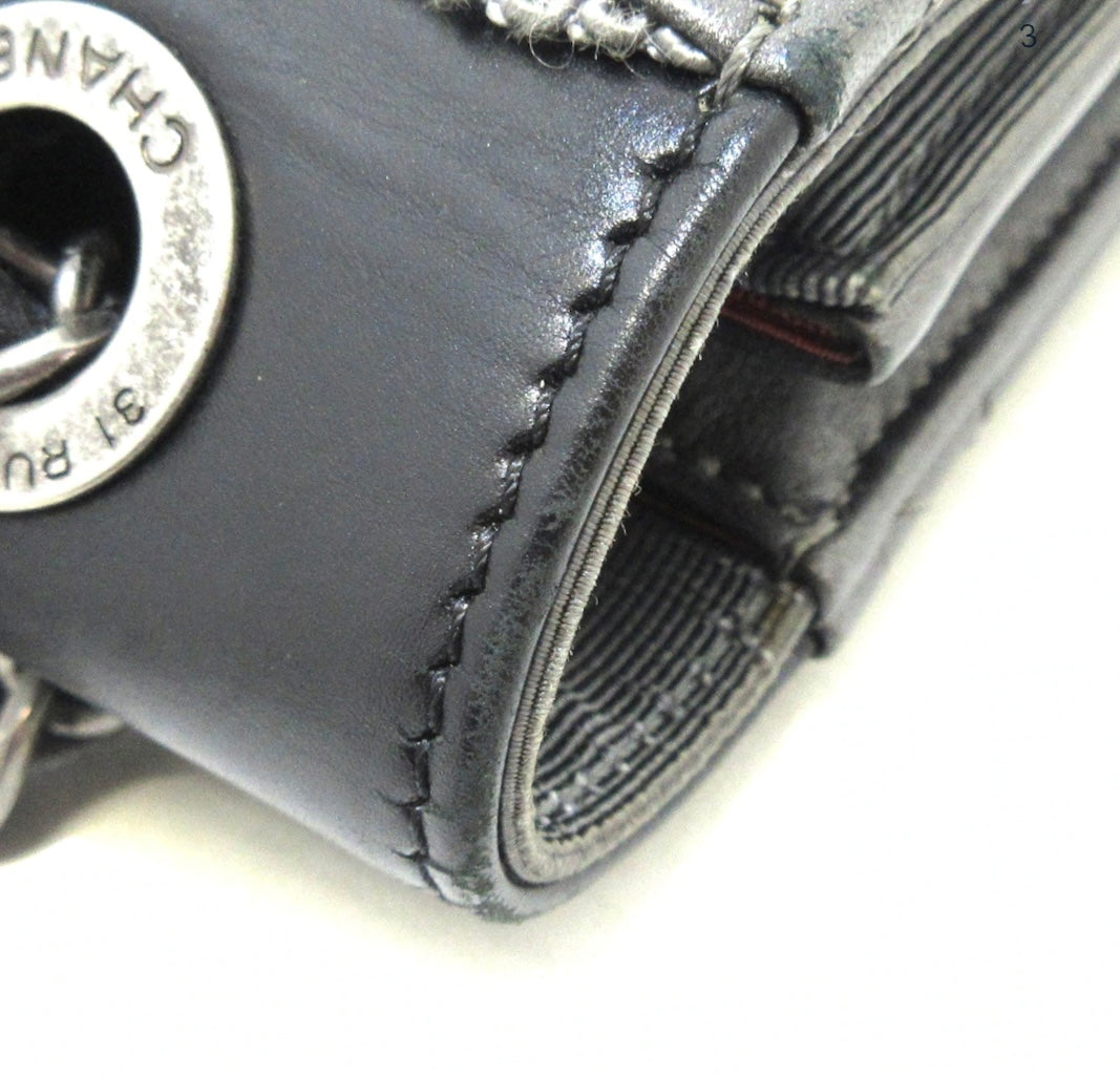 Chanel Matelasse Shoulder Bag Grey/Black Lambskin