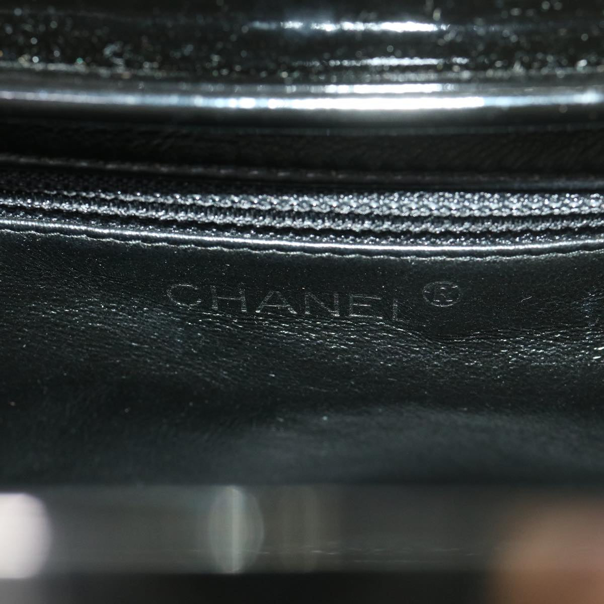 Chanel Hand Bag Enamel Black CC Vintage